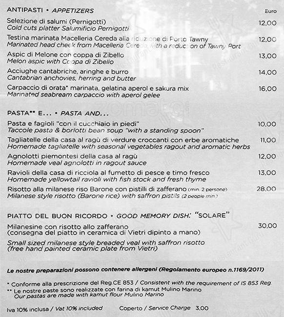 Menu di Trattoria Masuelli San Marco 