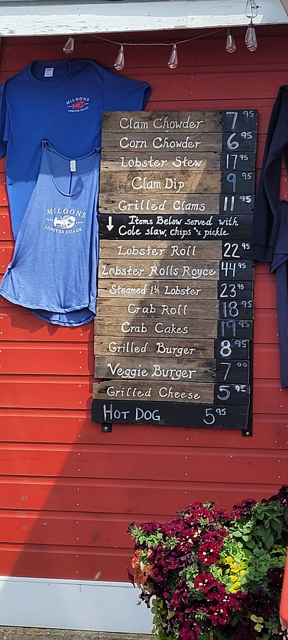 Menu at McLoons Lobster Shack restaurant, South Thomaston