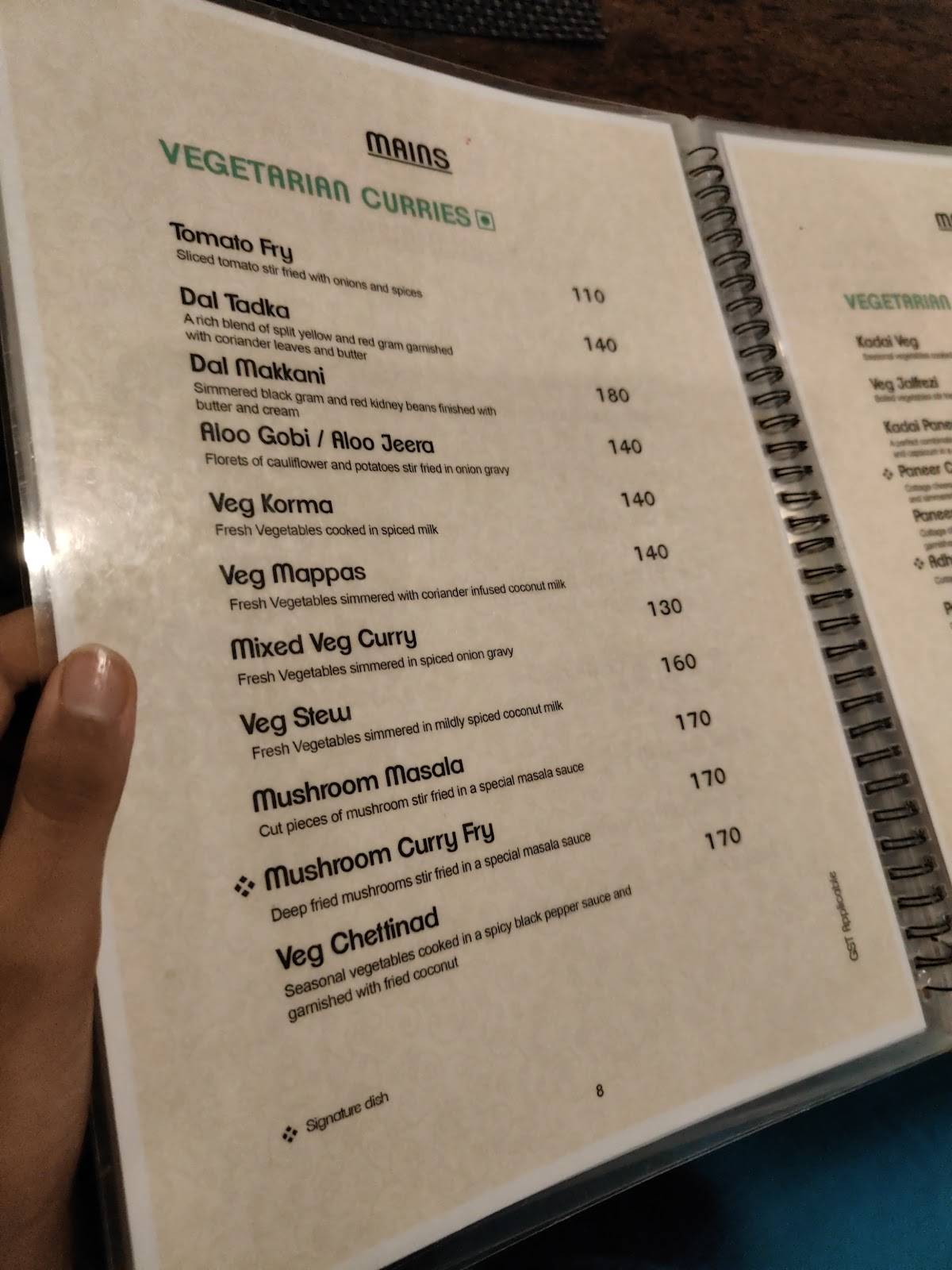 Menani Restaurant menu