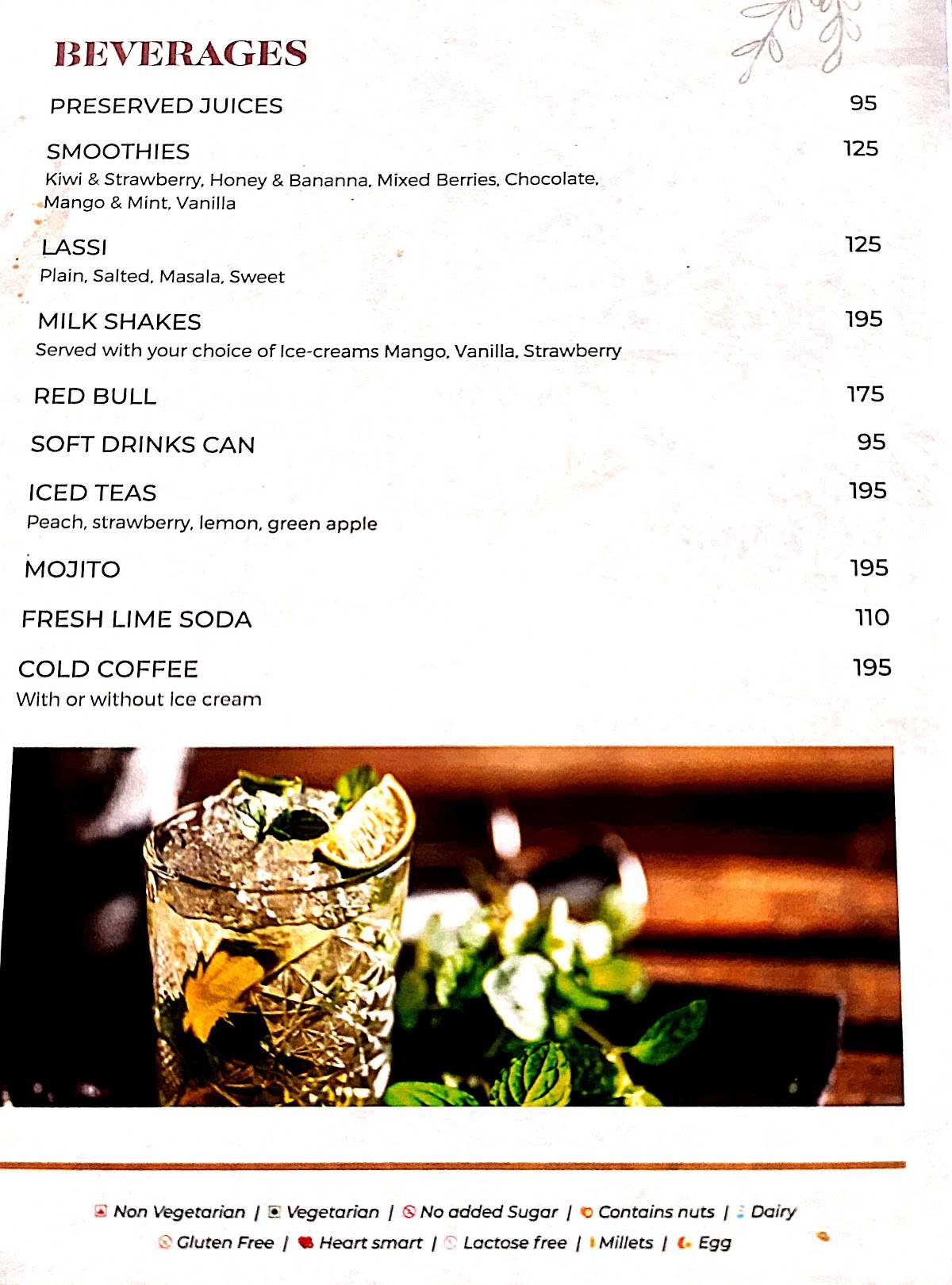 Millets Beed menu