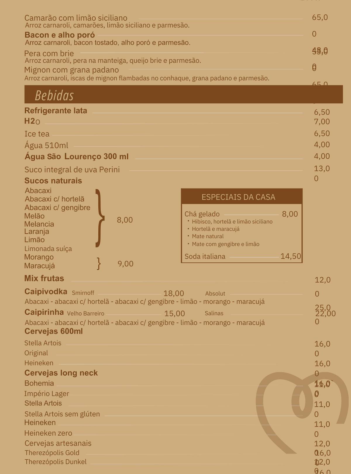 Mimô Confeitaria e Bistrô cardápio