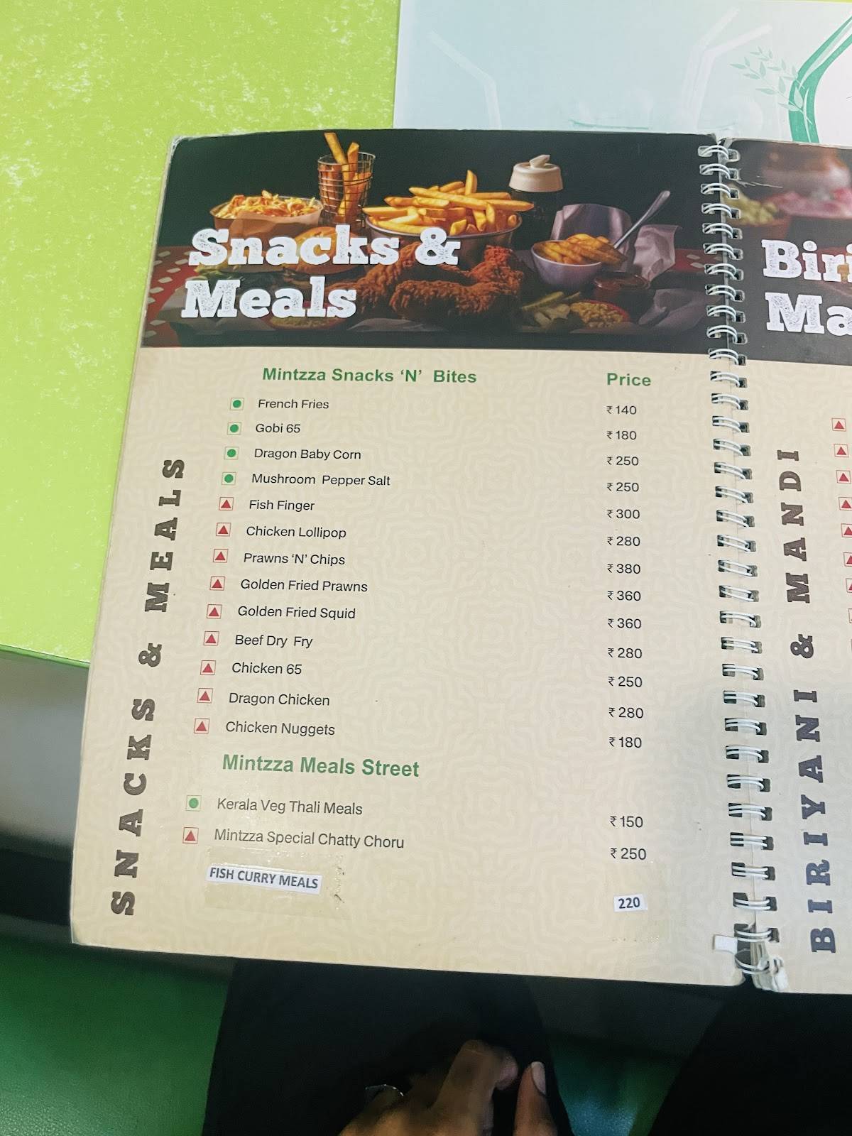 Mintzza Food Mall menu