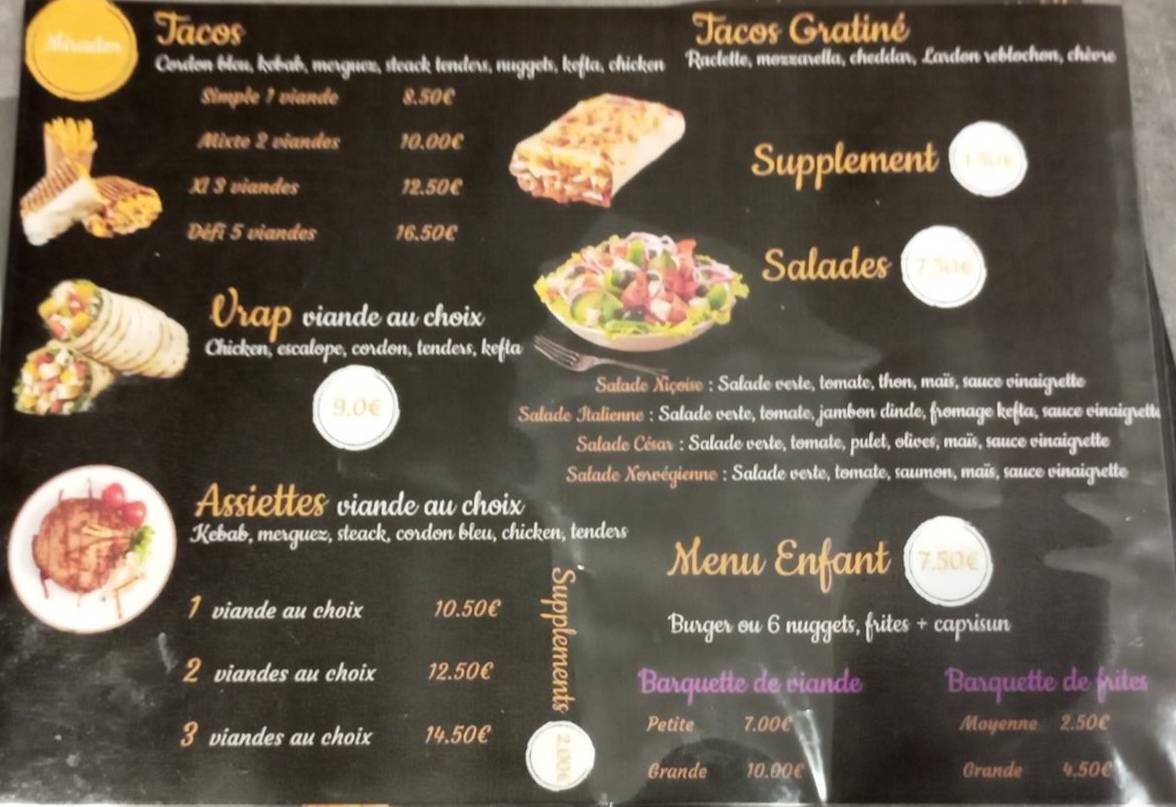 Menu de Mirador Snack Kebab