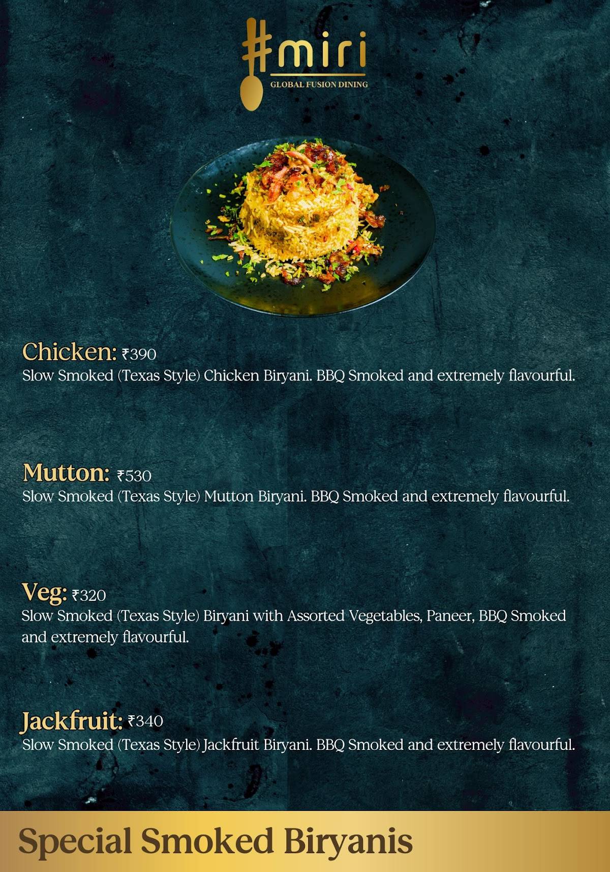 Miri Global Fusion Dining Miramar, Panjim menu