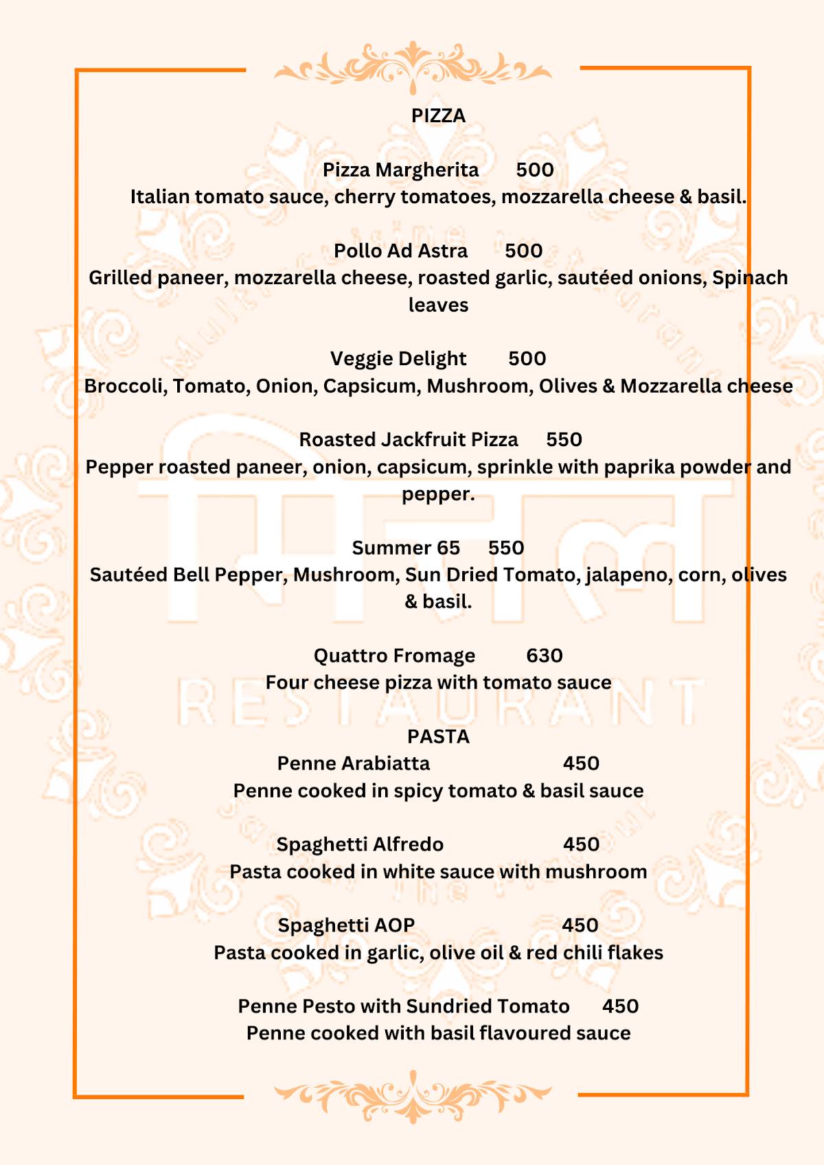 Mittal Restaurant menu