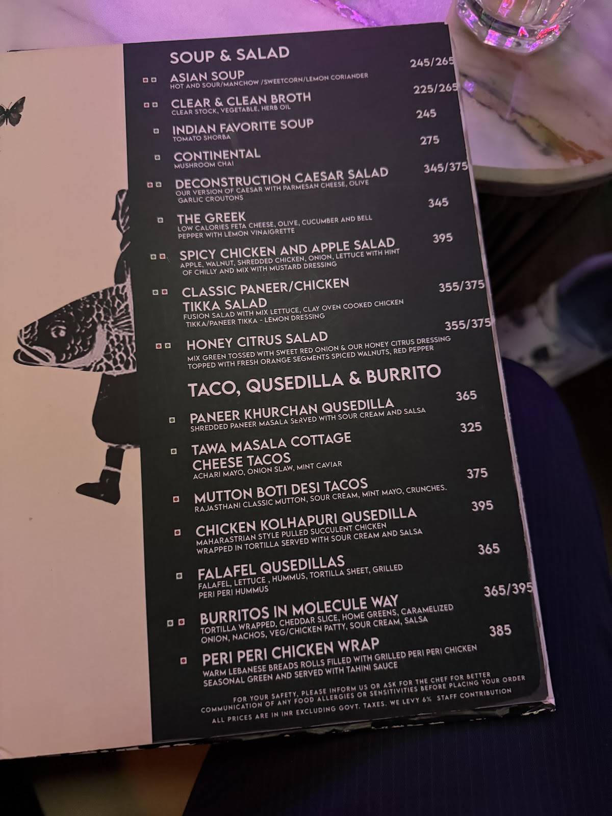 Molecule Air Bar Kitchen menu