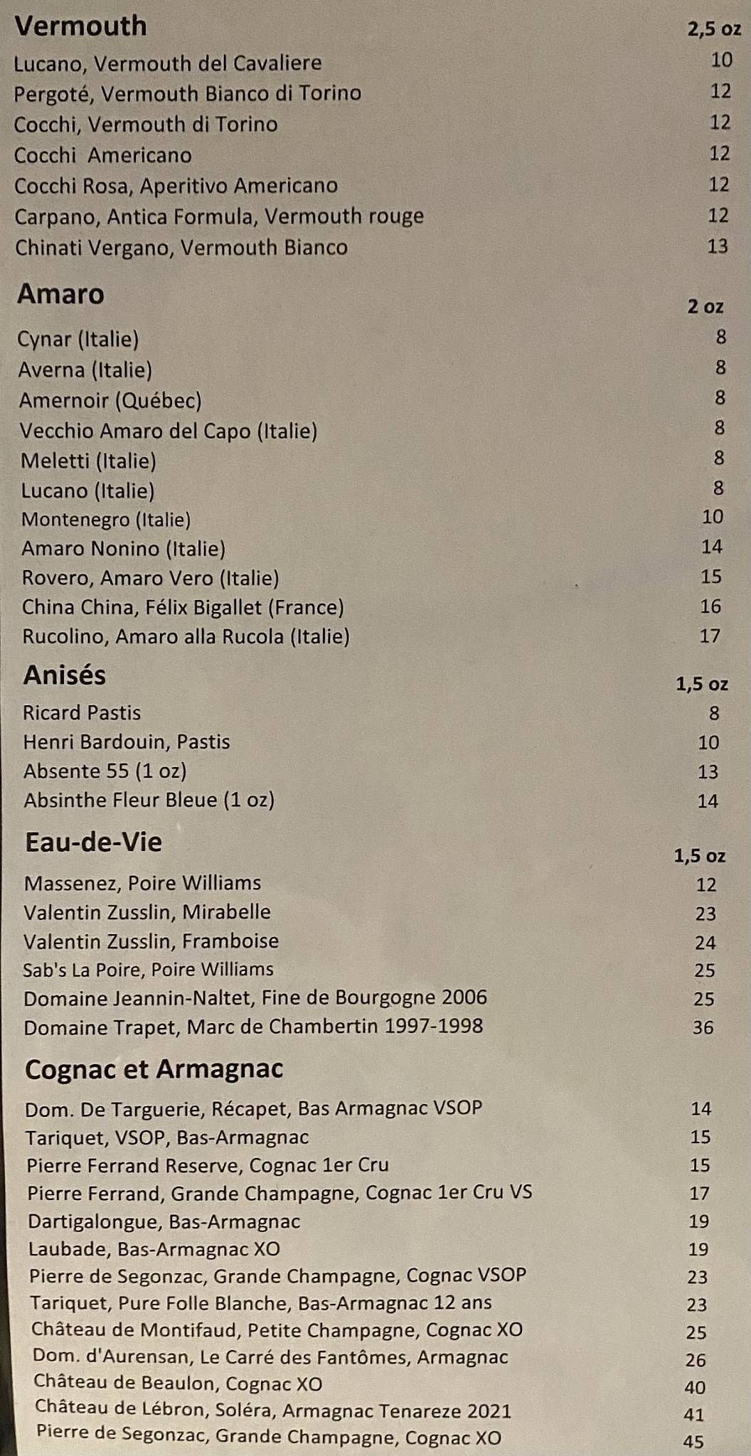 Menu de Monarque