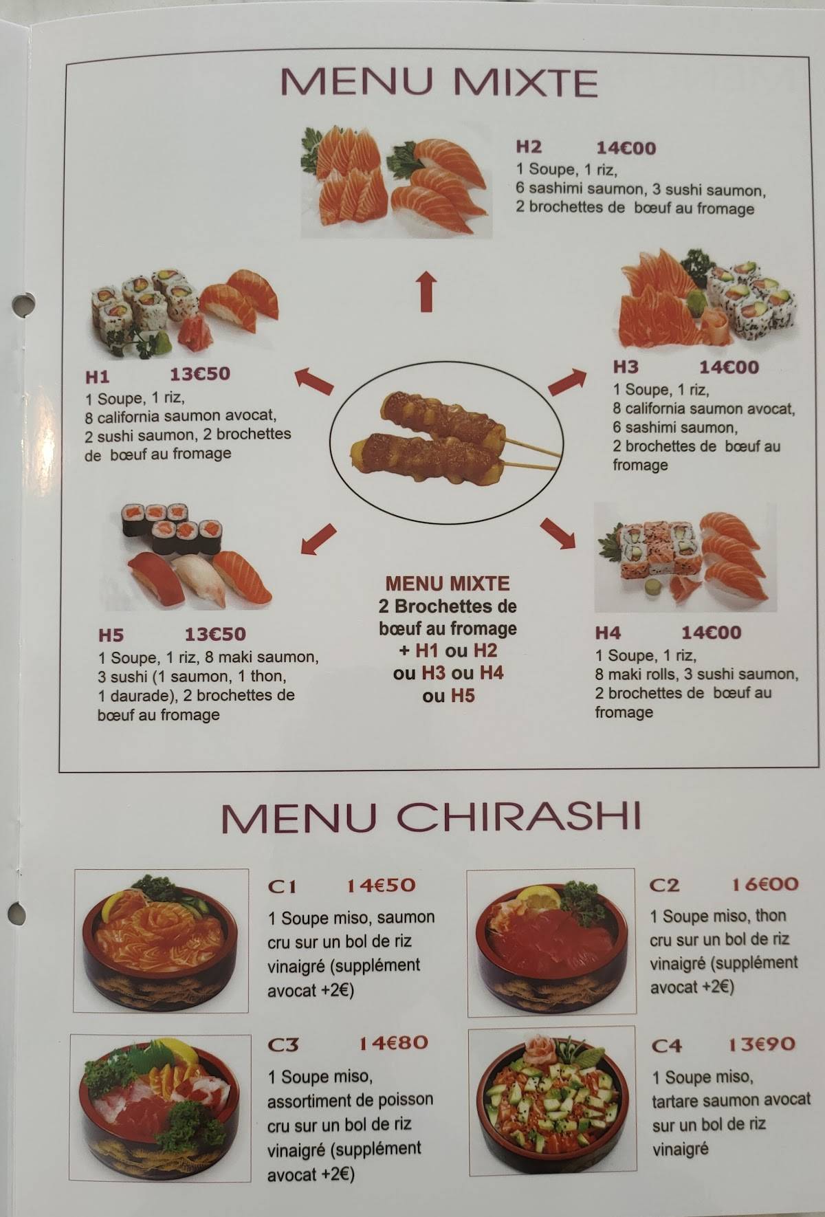 Menu de Moshimo
