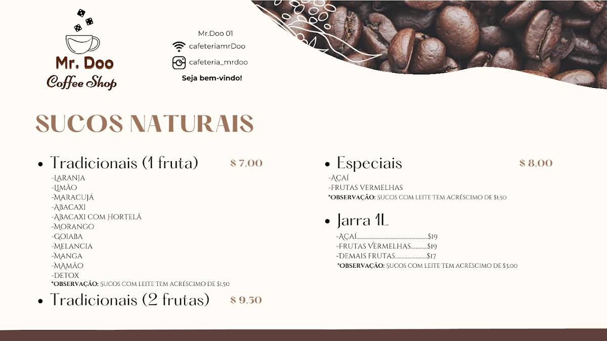 Mr. Doo Coffee Shop cardápio