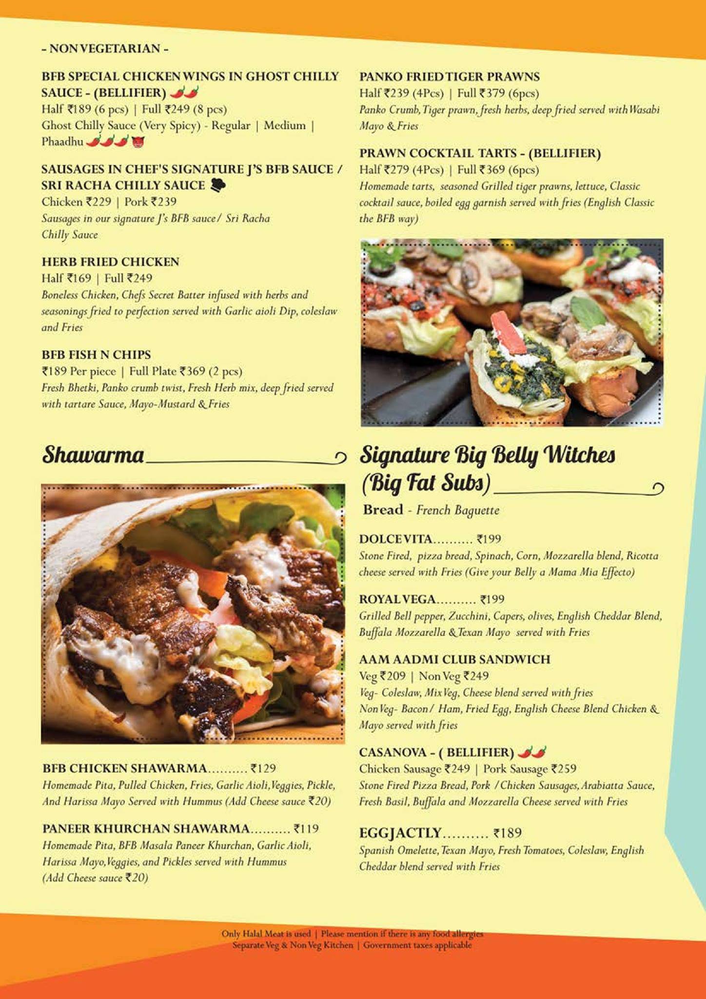 My Big Fat Belly menu