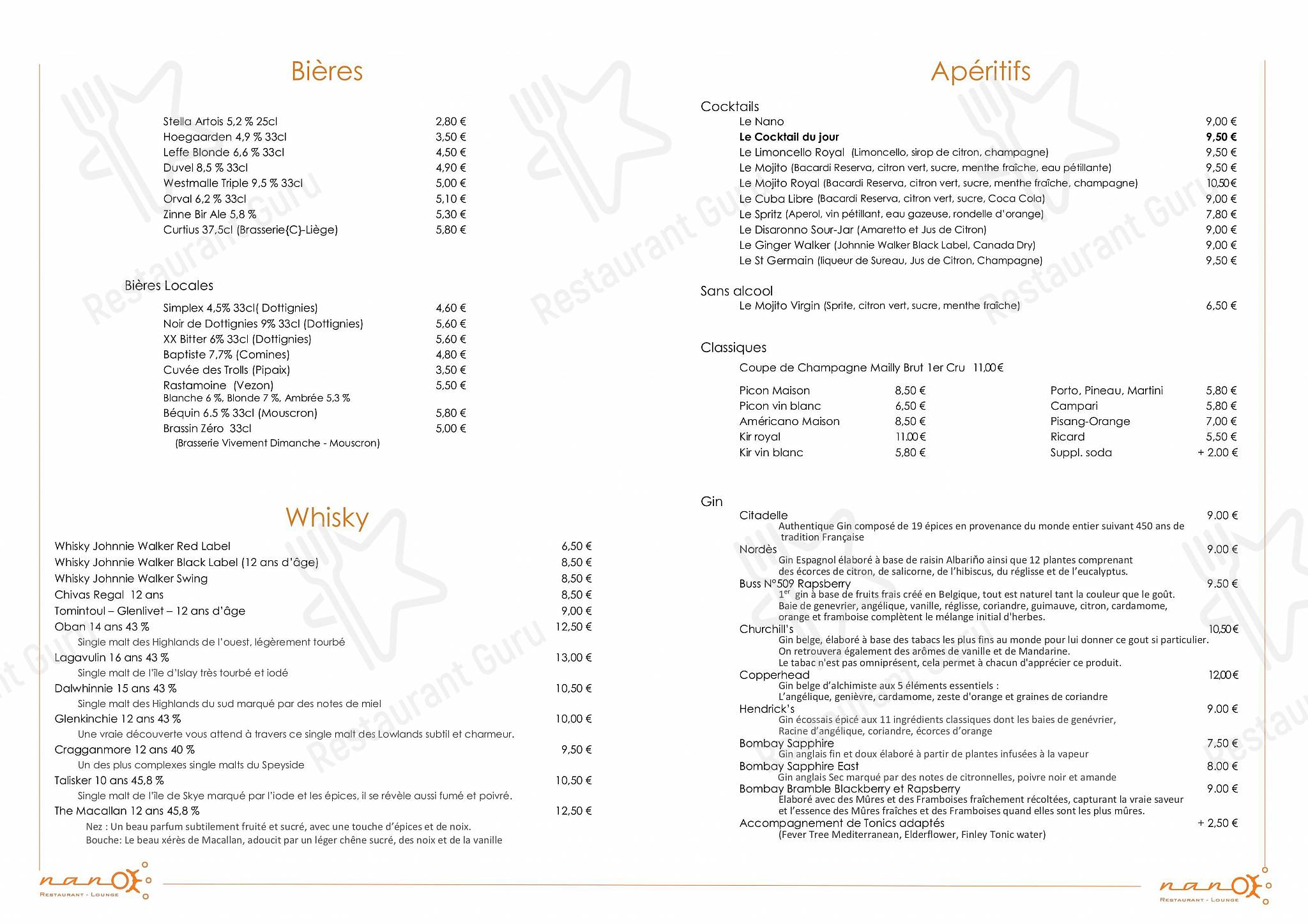 At Home Catering Menu pour Nano restaurant