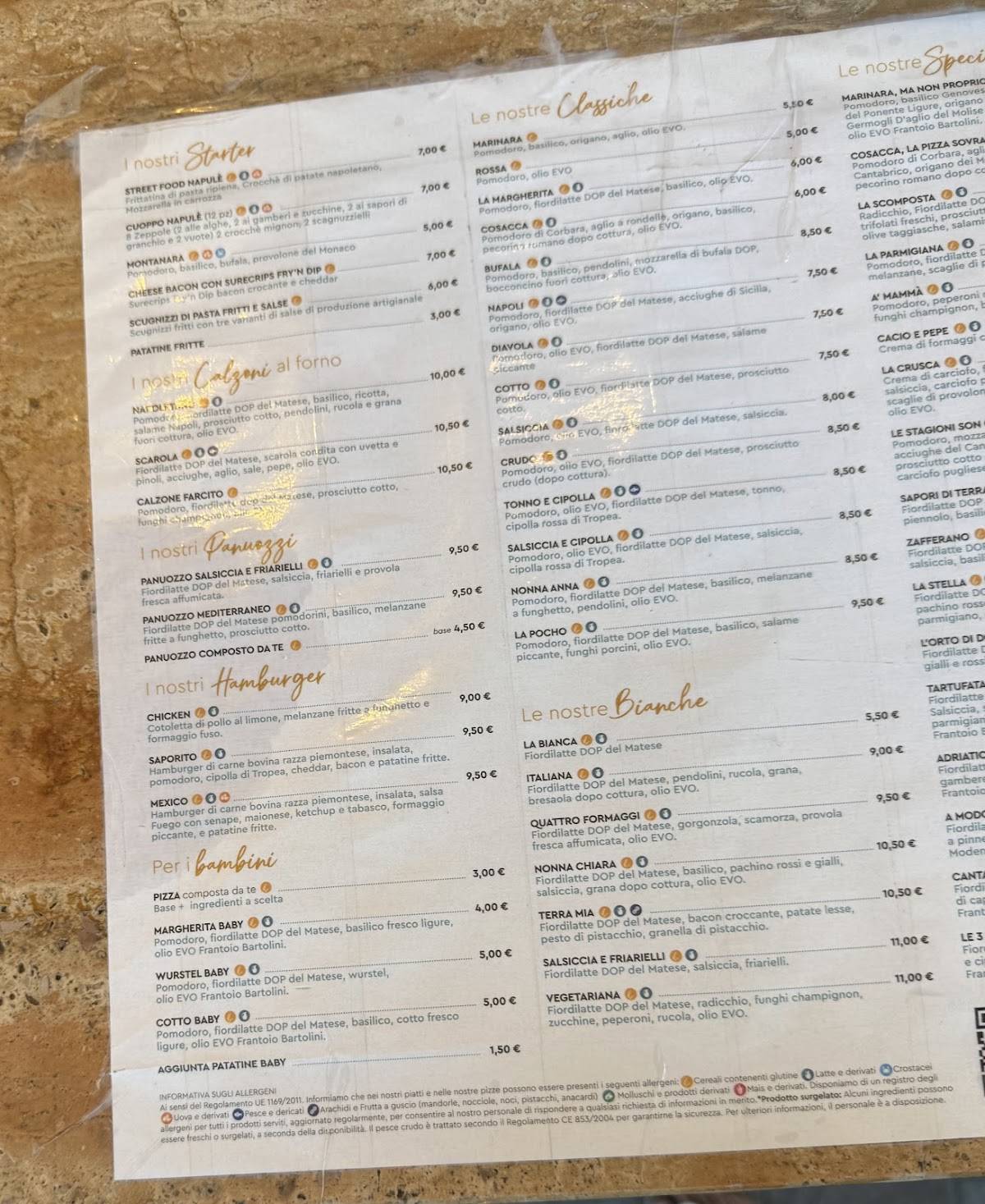 Menu di Pizzeria Napulé Viserba 