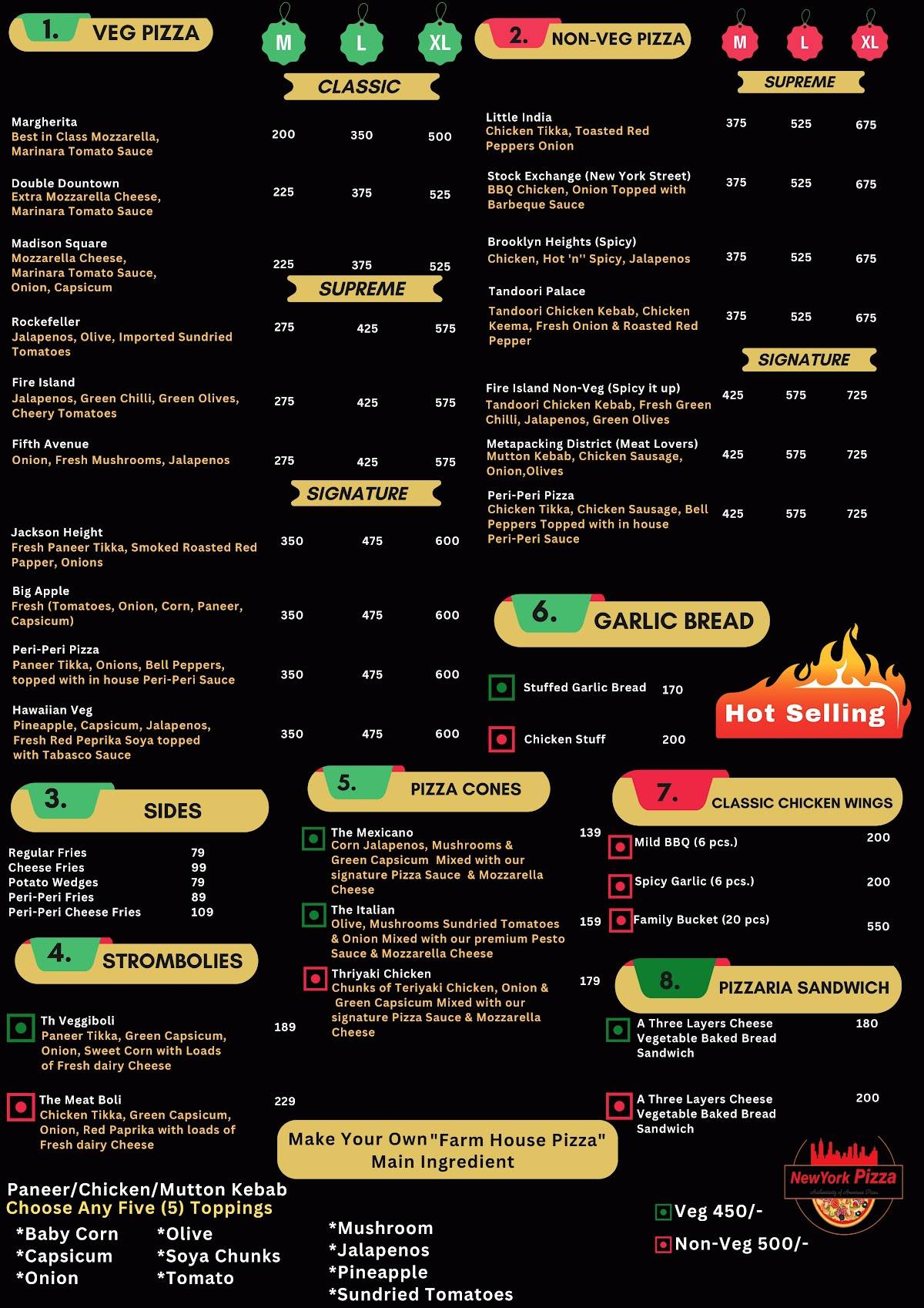 New York Pizza menu