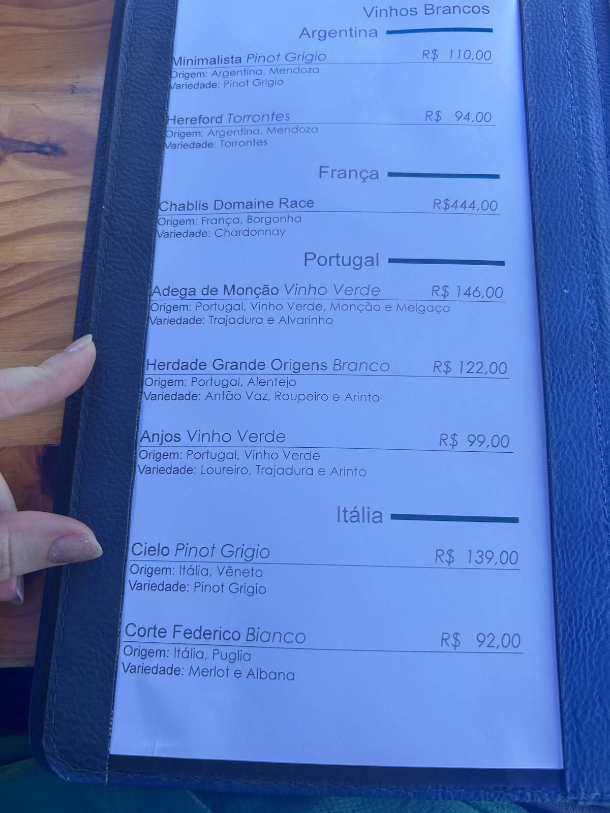 O Timoneiro cardápio