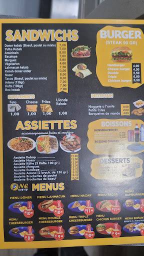 Menu de ONE KEBAB
