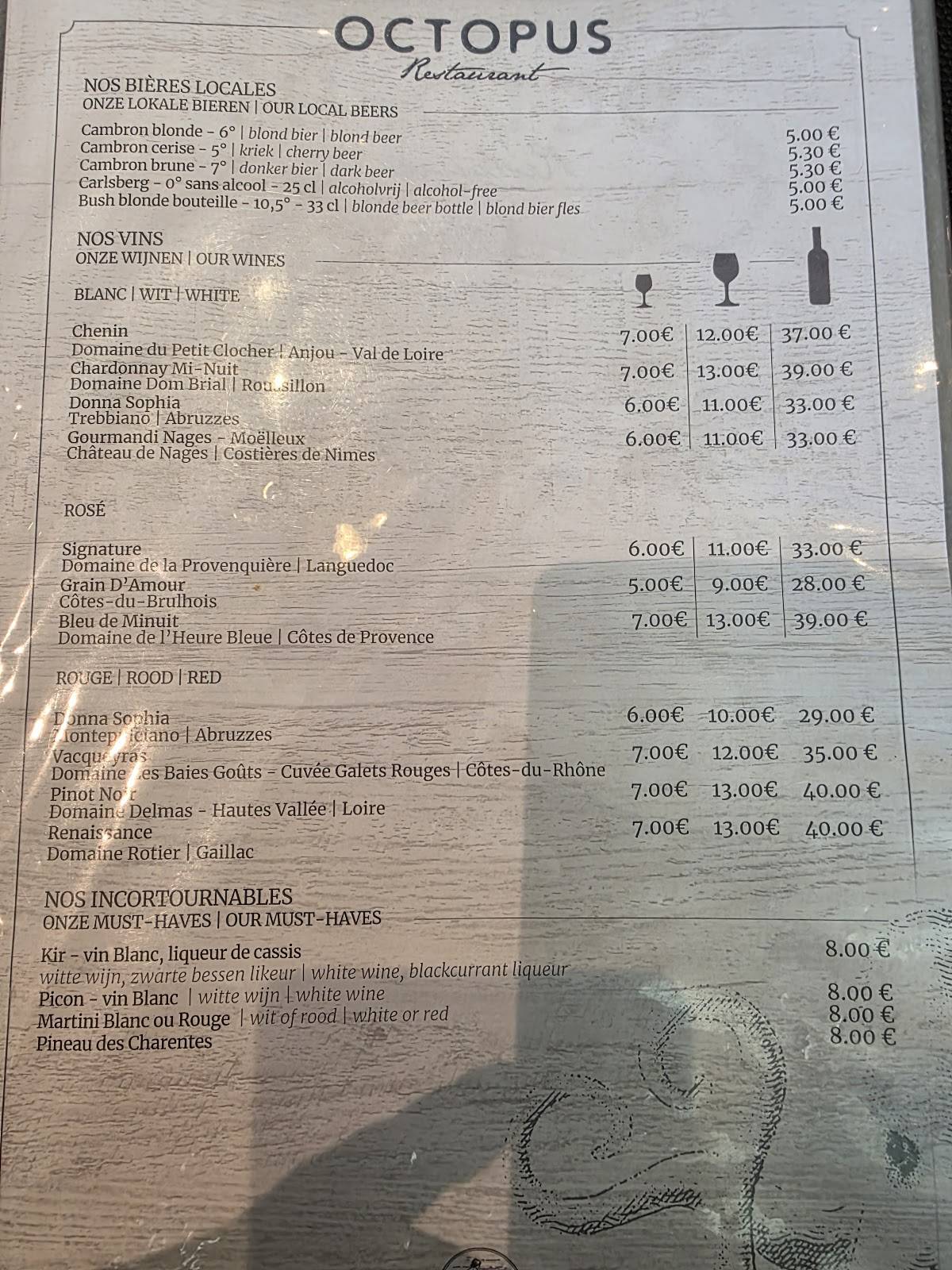 Menu de Octopus Restaurant