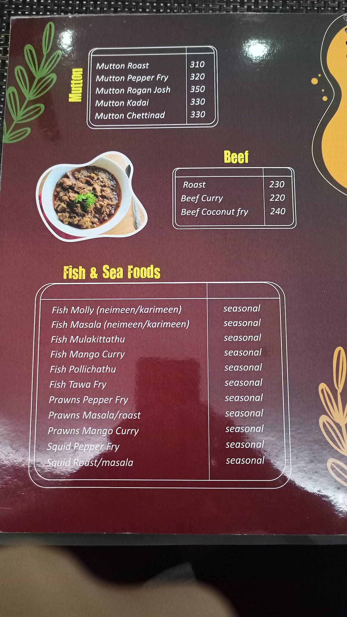 Ojeen- The Taste of Malabar menu