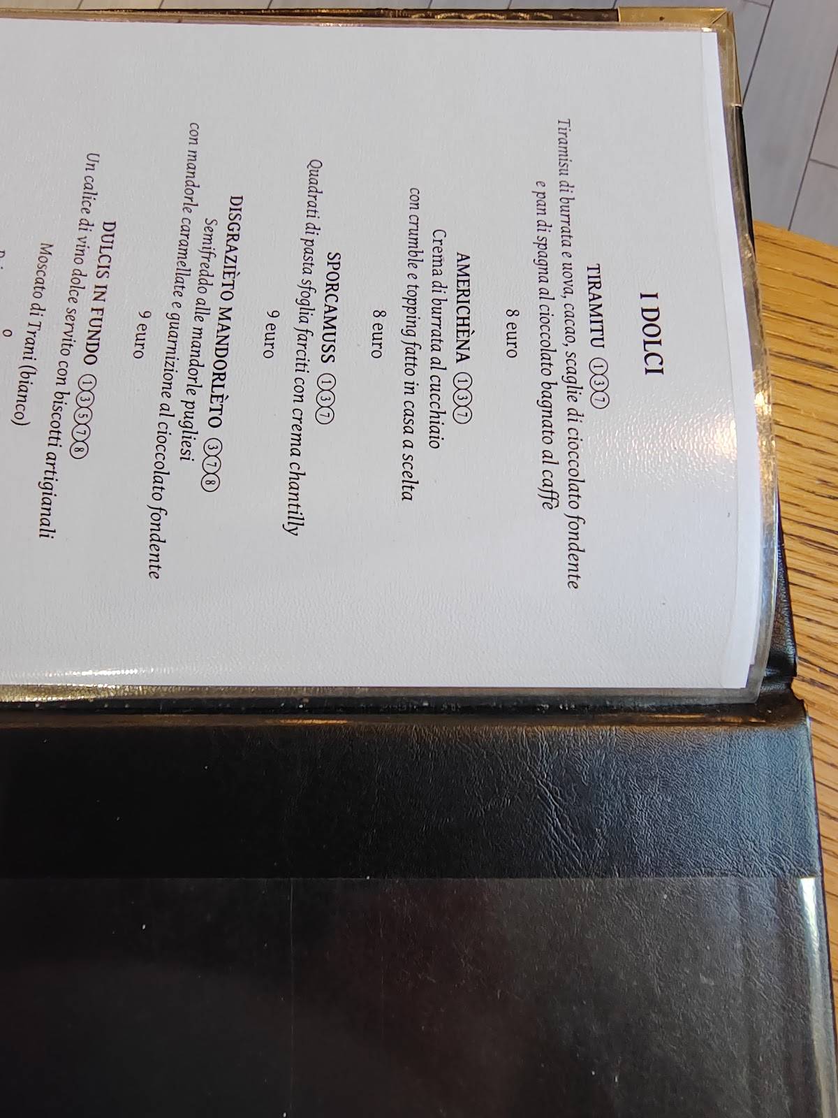 Menu di Orecchietteria Banfi 