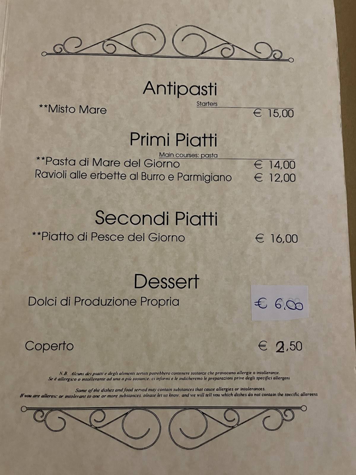 Menu di Osteria Dell'Olio Grosso 