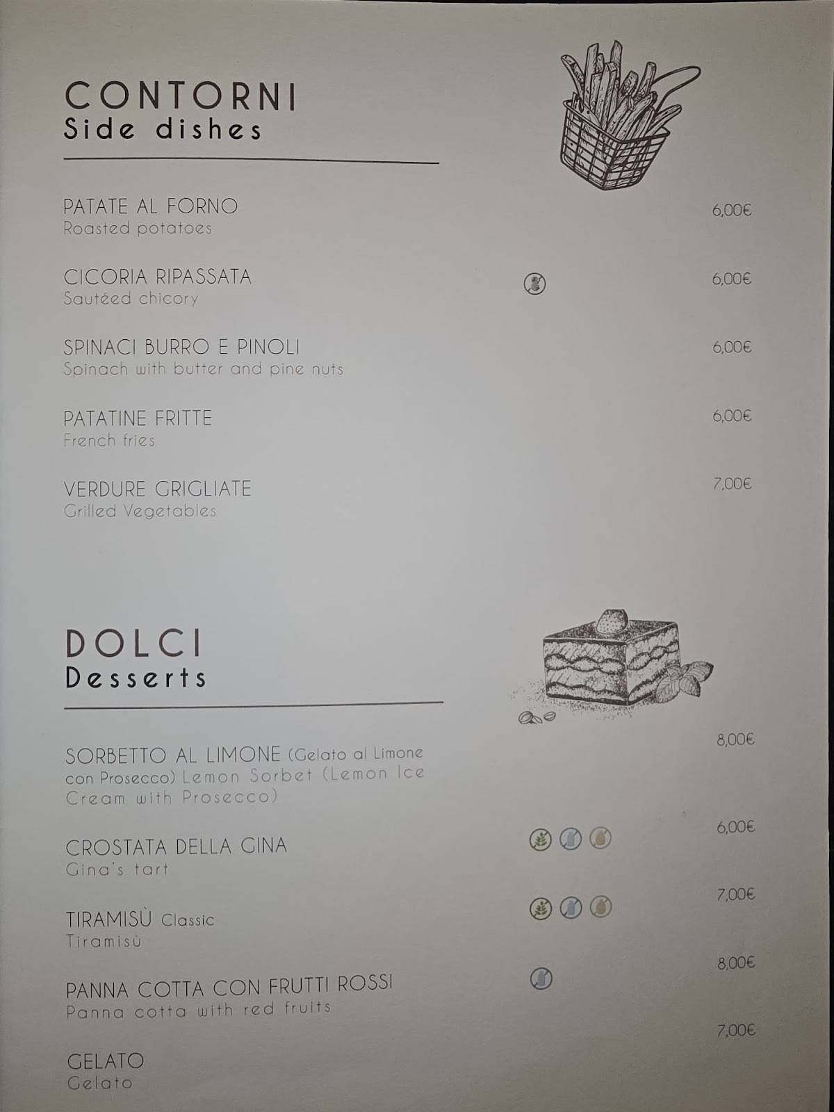 Menu di Osteria Nonna Gina 