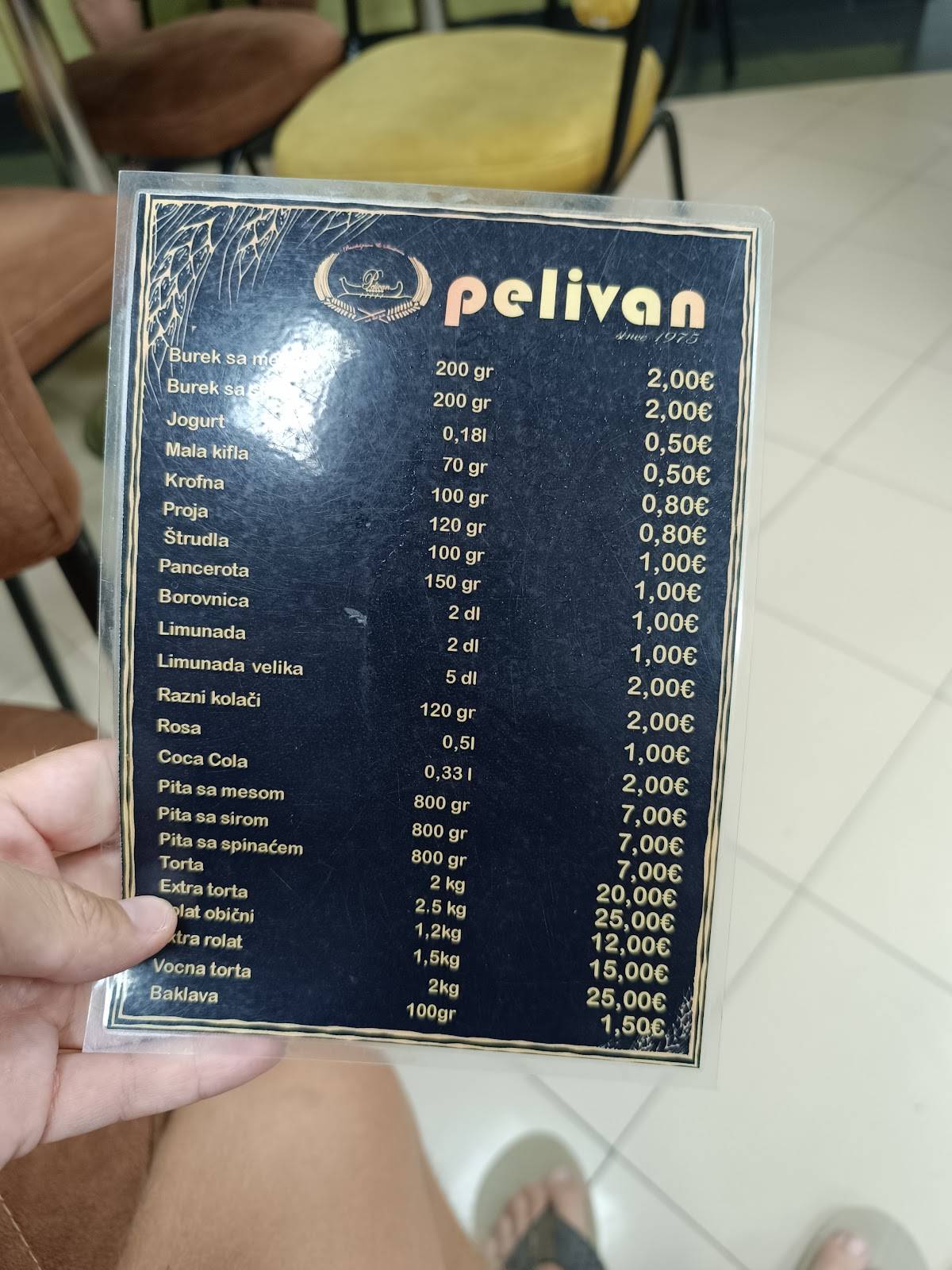 Menu de PELIVAN Burek- Pasticceria