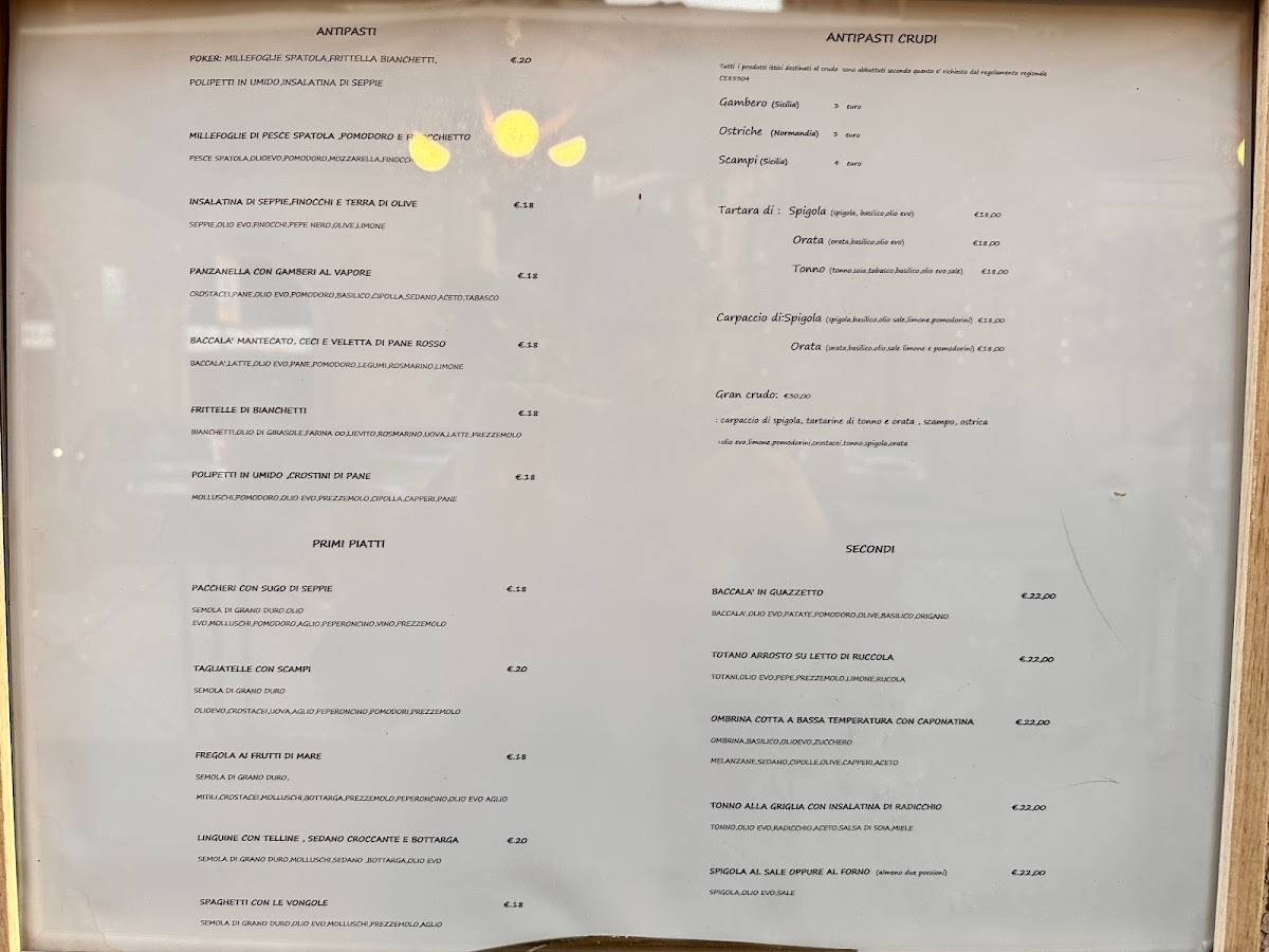 Menu di Pani e pesci 
