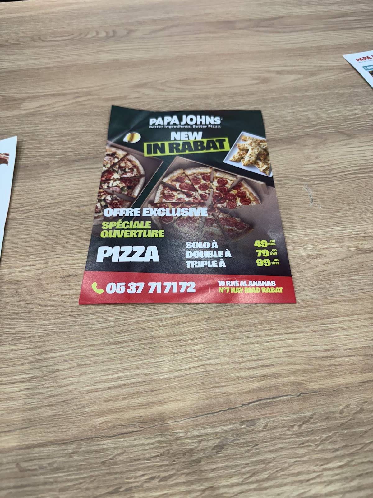 Menu de Papa John's