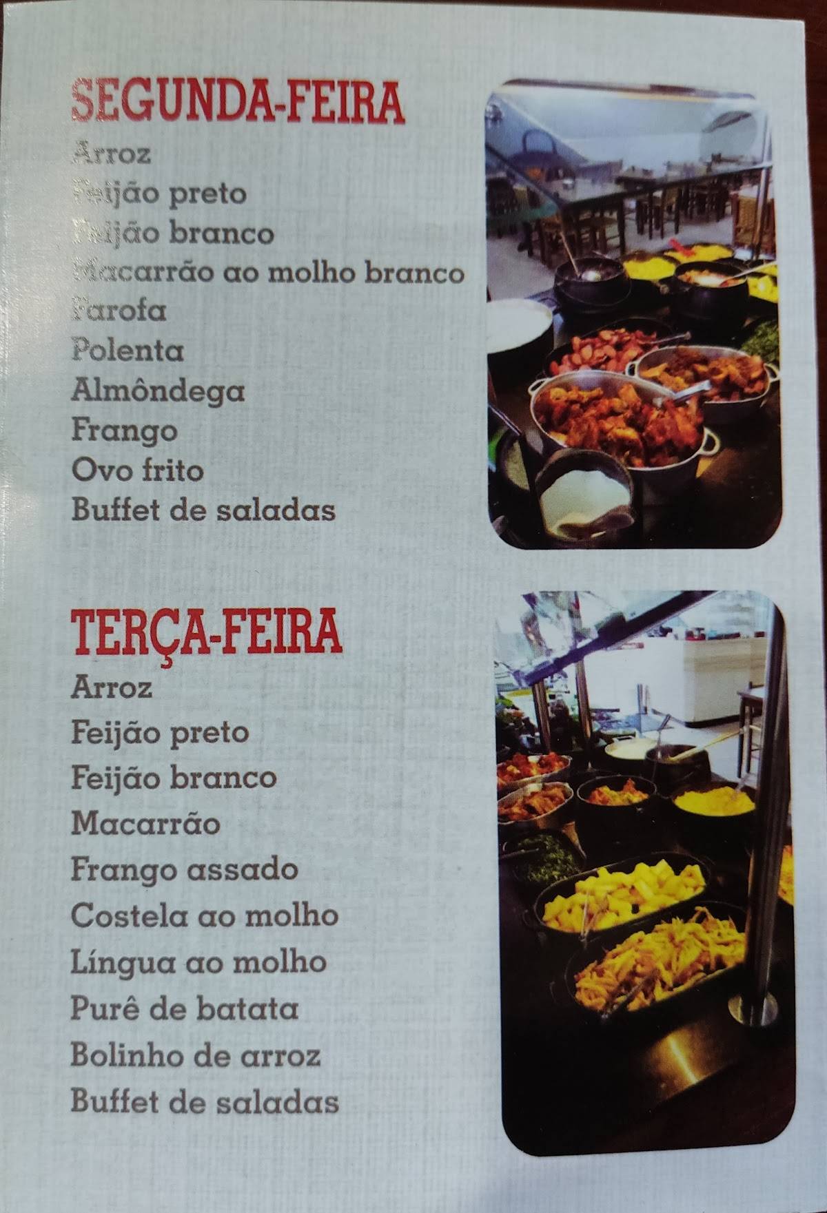 Parada 1 cardápio