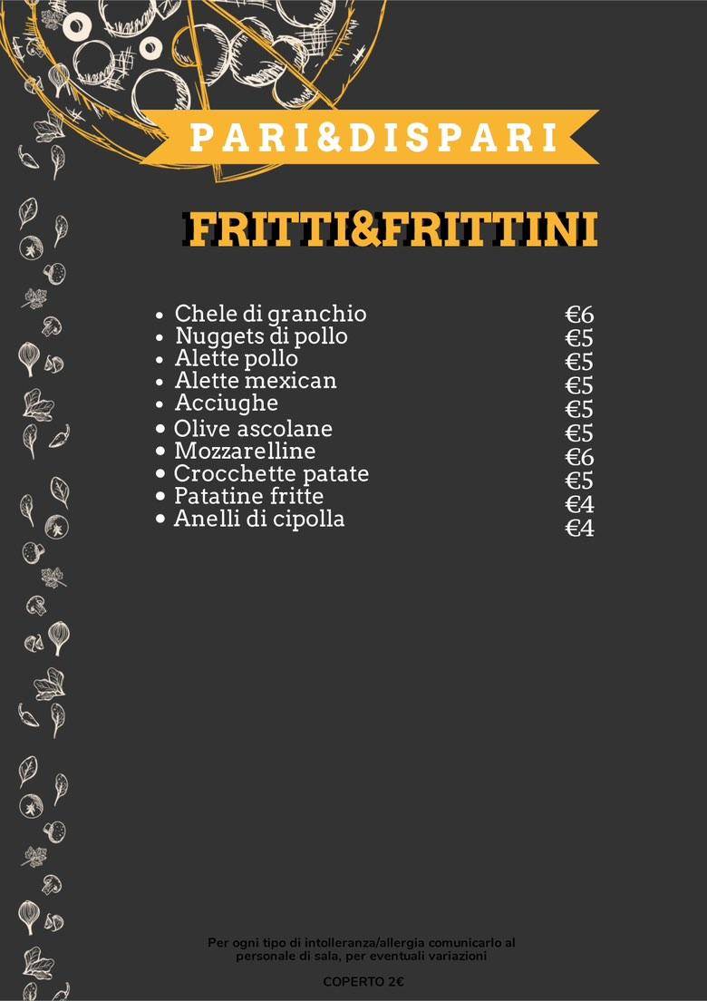 Menu di Pizzeria Pari & Dispari 