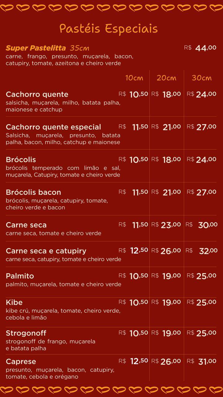 Pastelitta cardápio