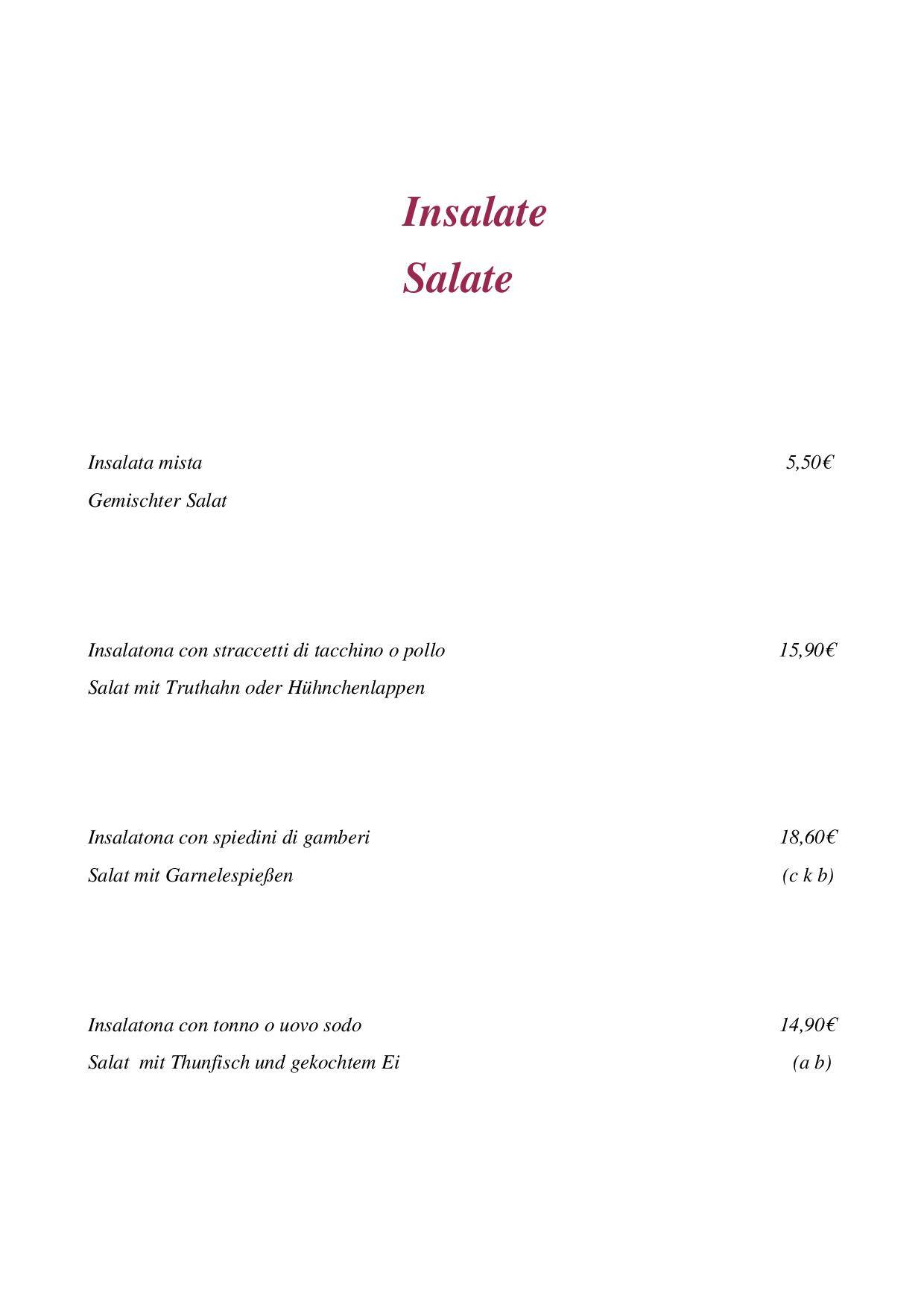 Menu di Pizzeria - Restaurant - Pension Löwen 