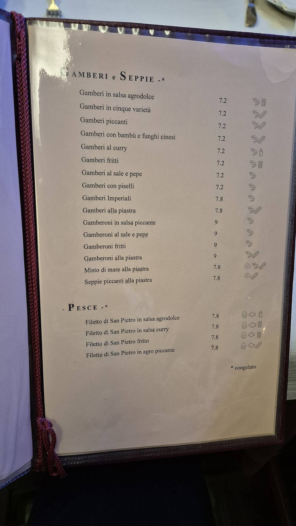 Menu di Perla d'Oriente 