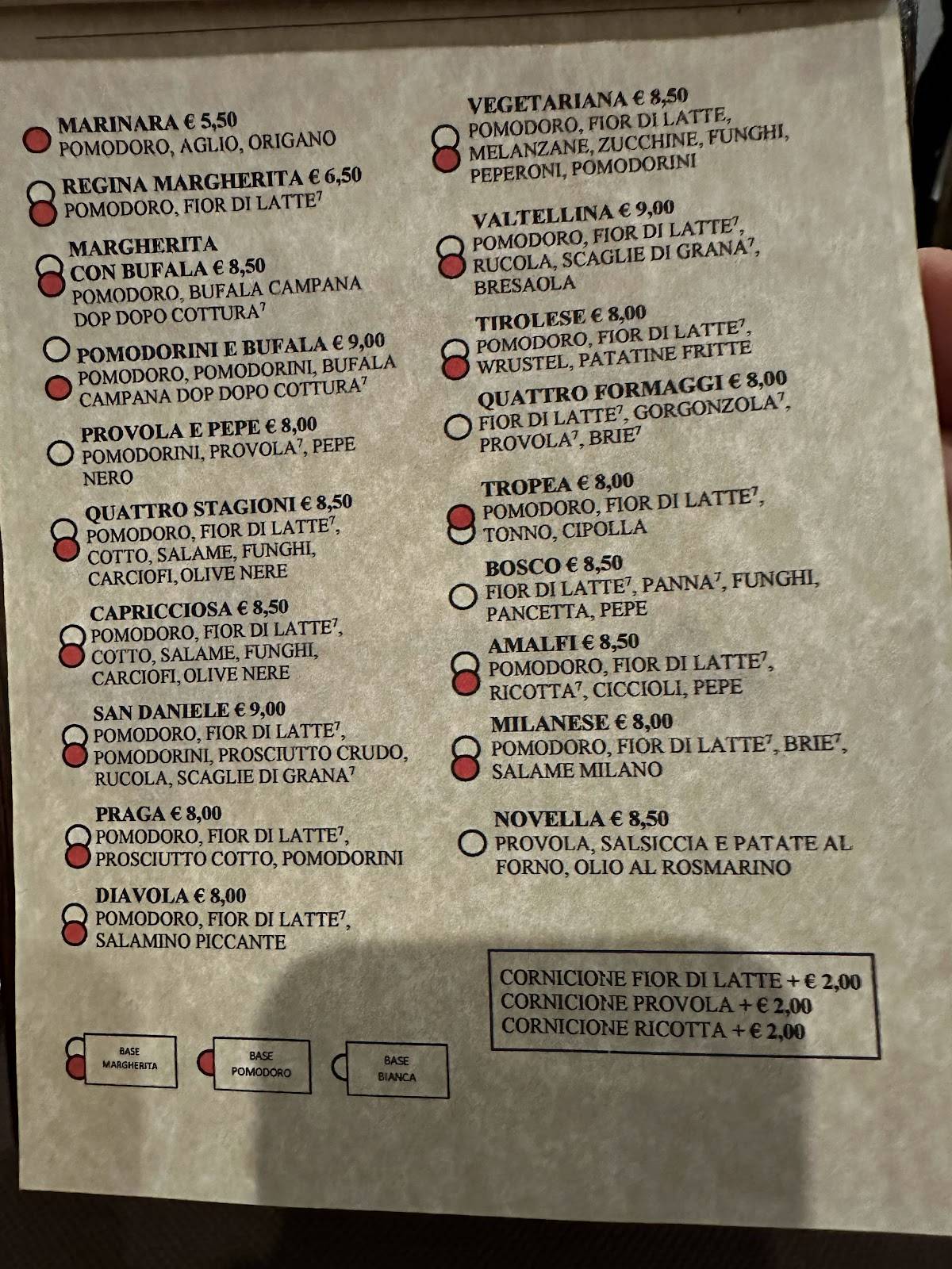 Menu di Pizzeria 52 Gradi 
