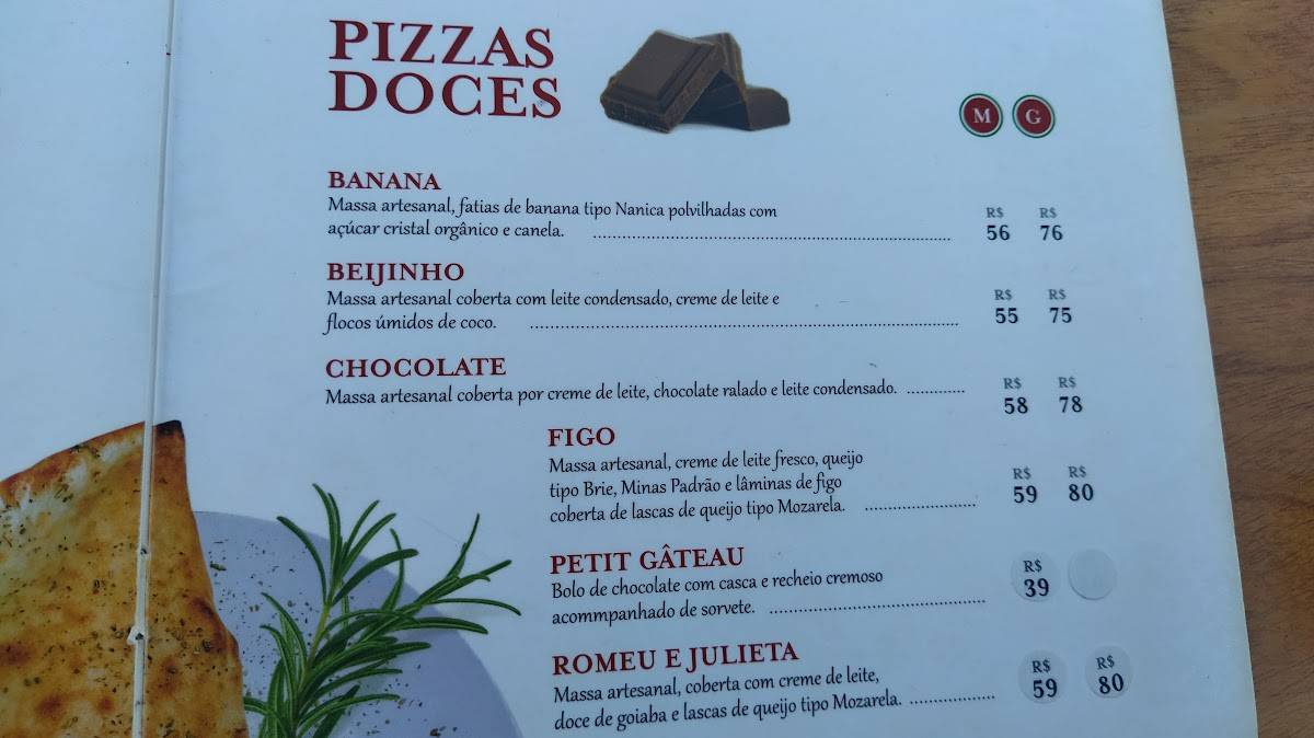 Pizza do Jorge cardápio