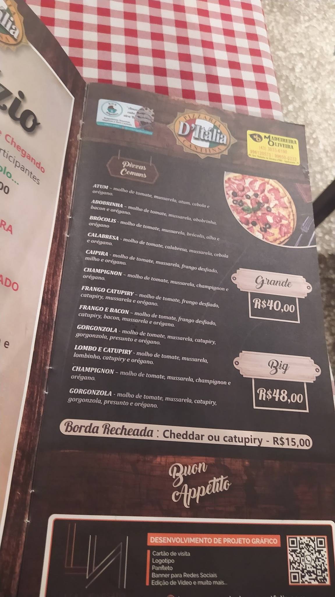 Pizzaria D'Italia cardápio
