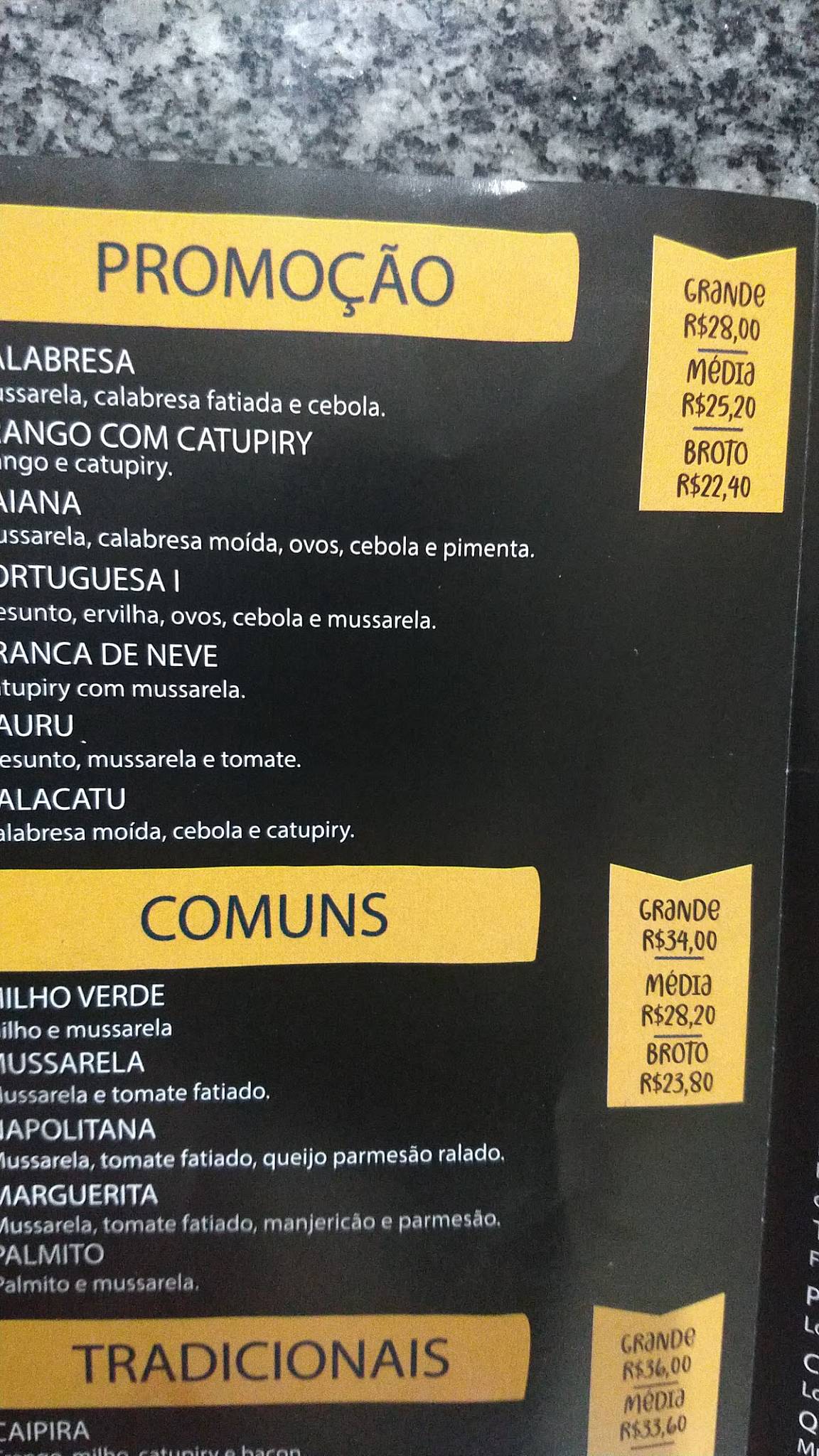 Pizzaria Na Brasa cardápio