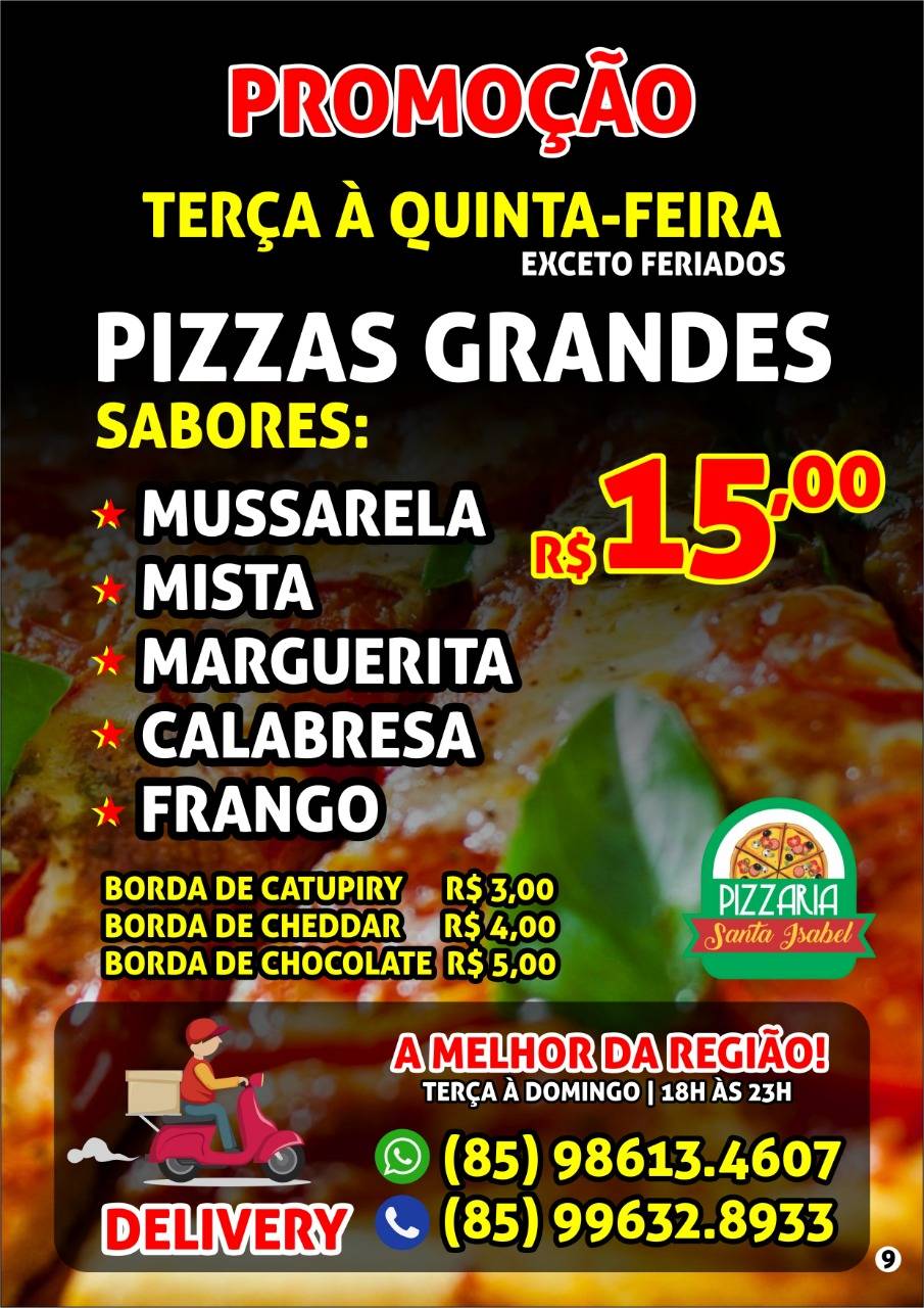 Pizzaria Santa Isabel cardápio