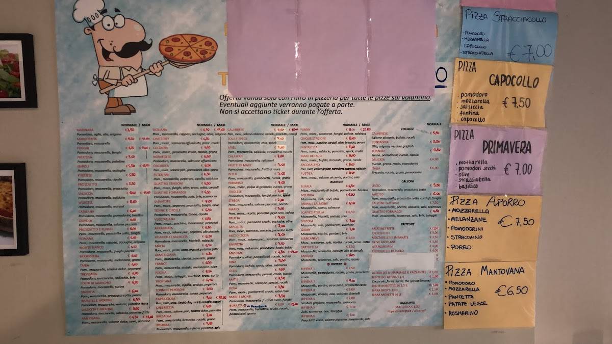 Menu di Pizzeria d'asporto La Colonna 