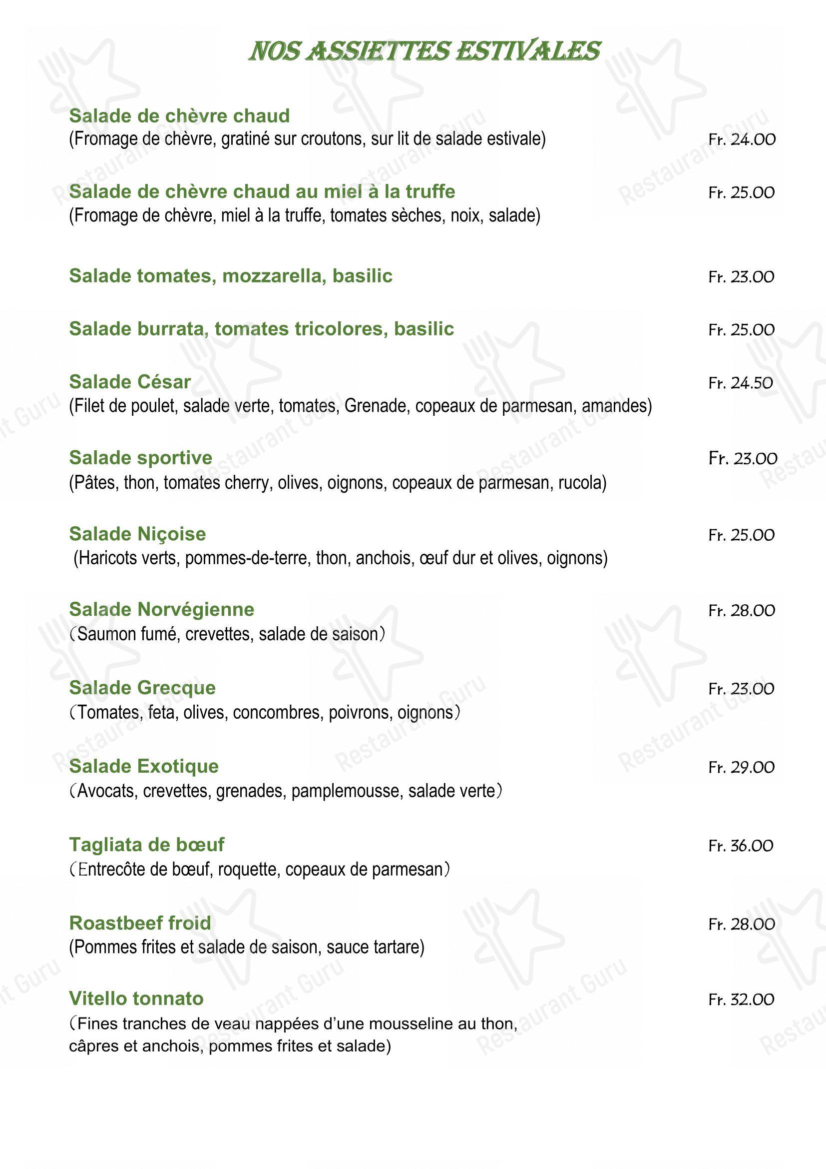 Menu pour Restaurant-Pizzeria du Stand de Vernand restaurant