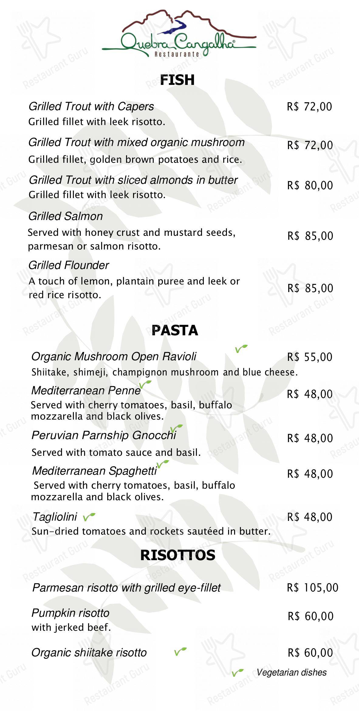 Quebra Cangalha em Cunha - 菜单