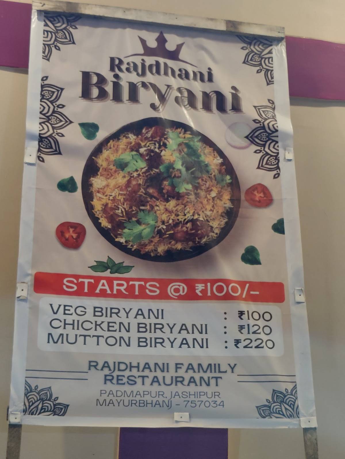 Rajdhani Family Restaurant menu