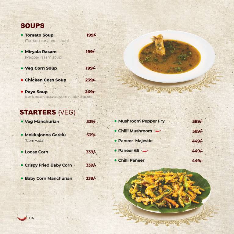 Rayalaseema Ruchulu menu