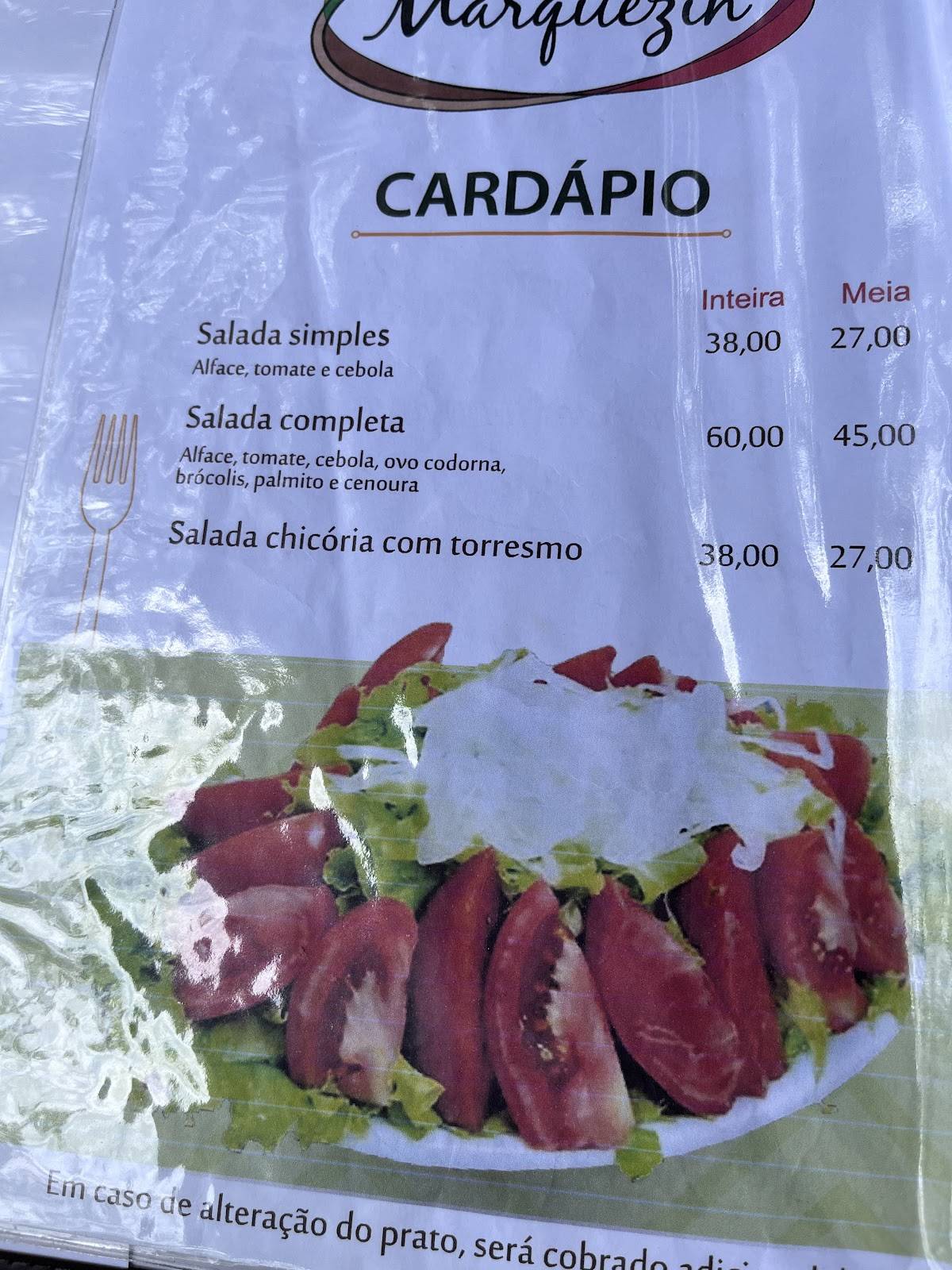 Recanto Marquezin cardápio