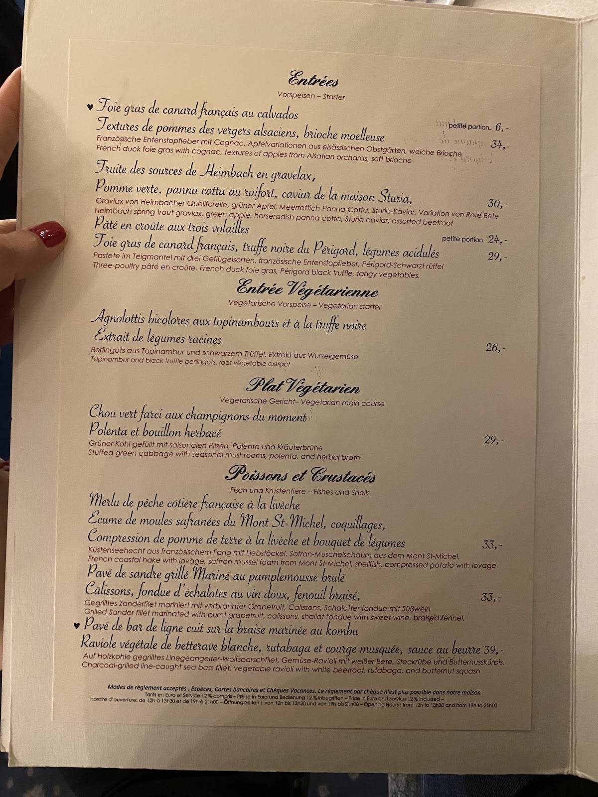 Menu de A l'Échevin