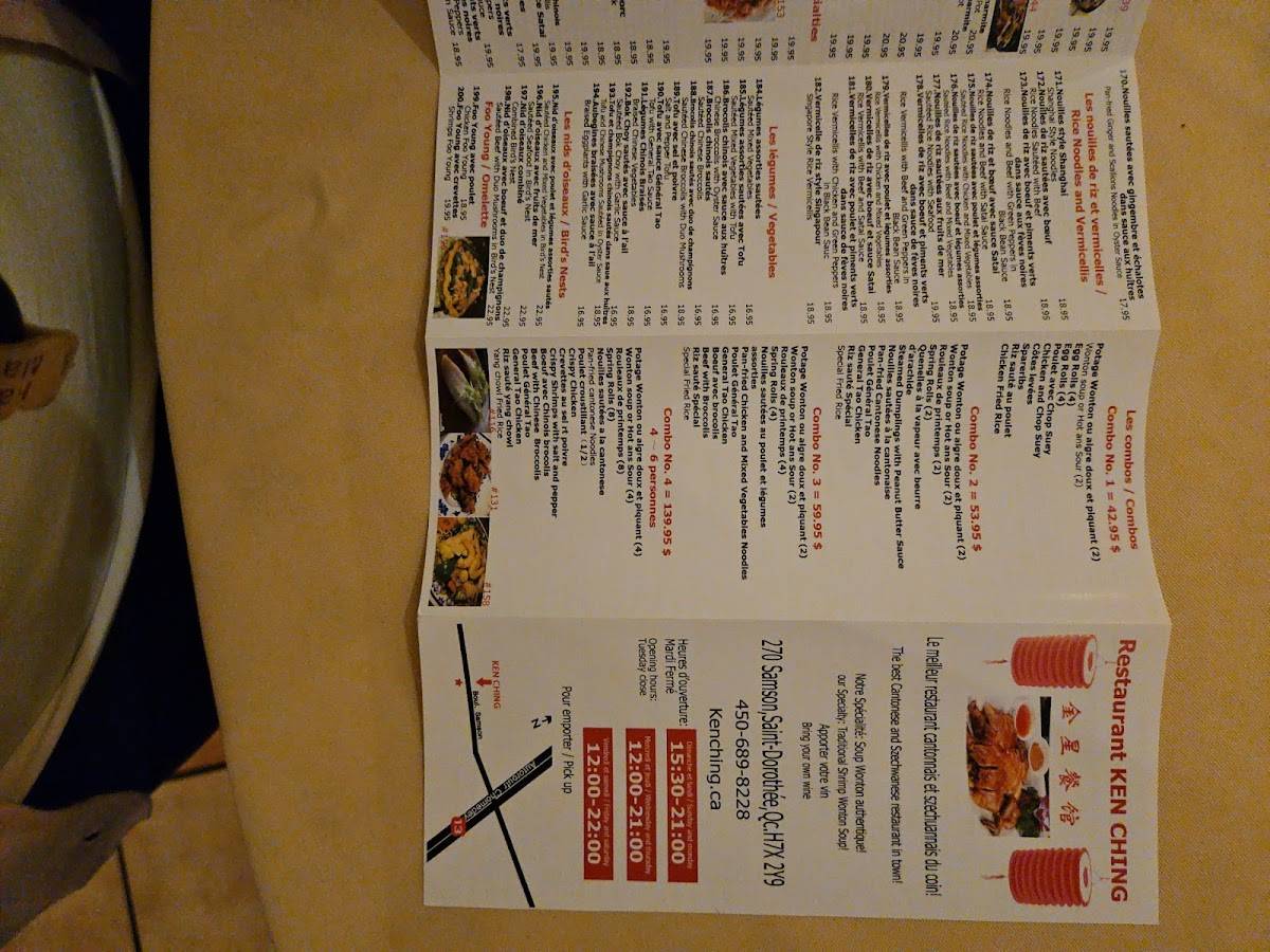 Menu de Restaurant Ken Ching