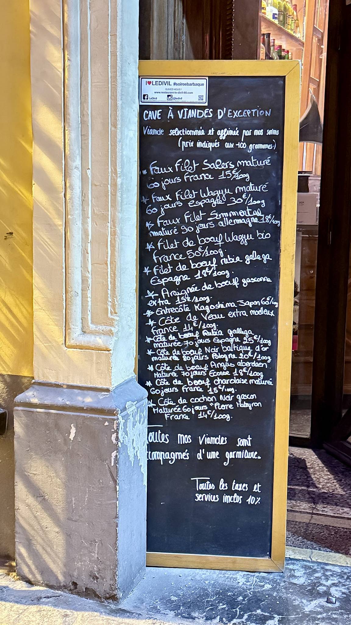 Menu de Restaurant Le Divil