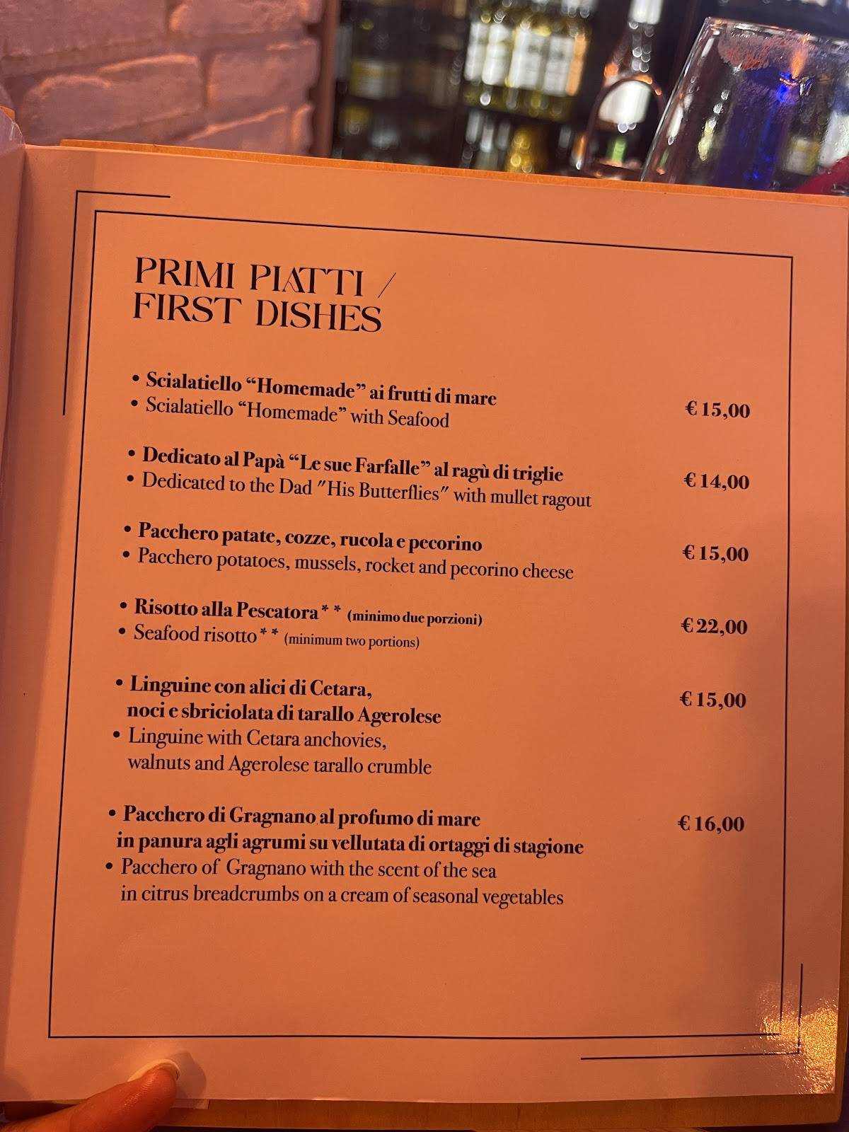 Menu di Le Tre Caravelle 