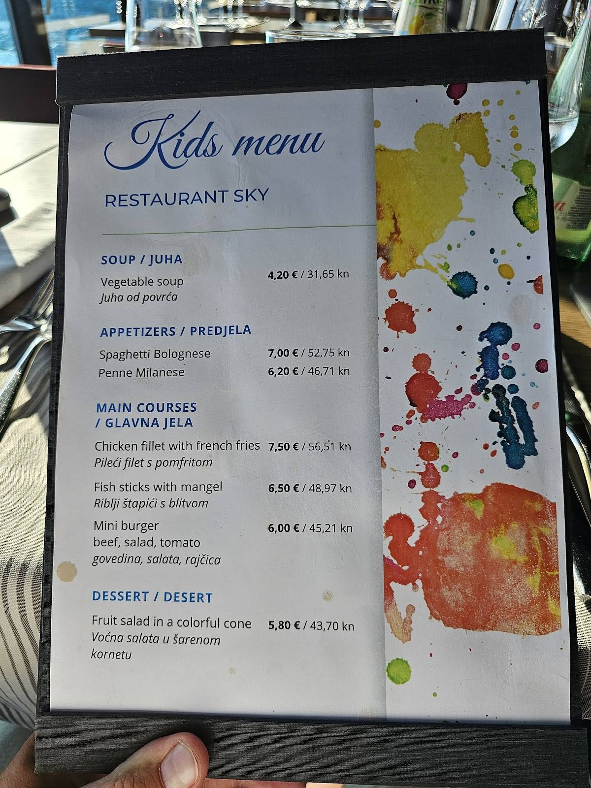 Menu di Restaurant Sky 
