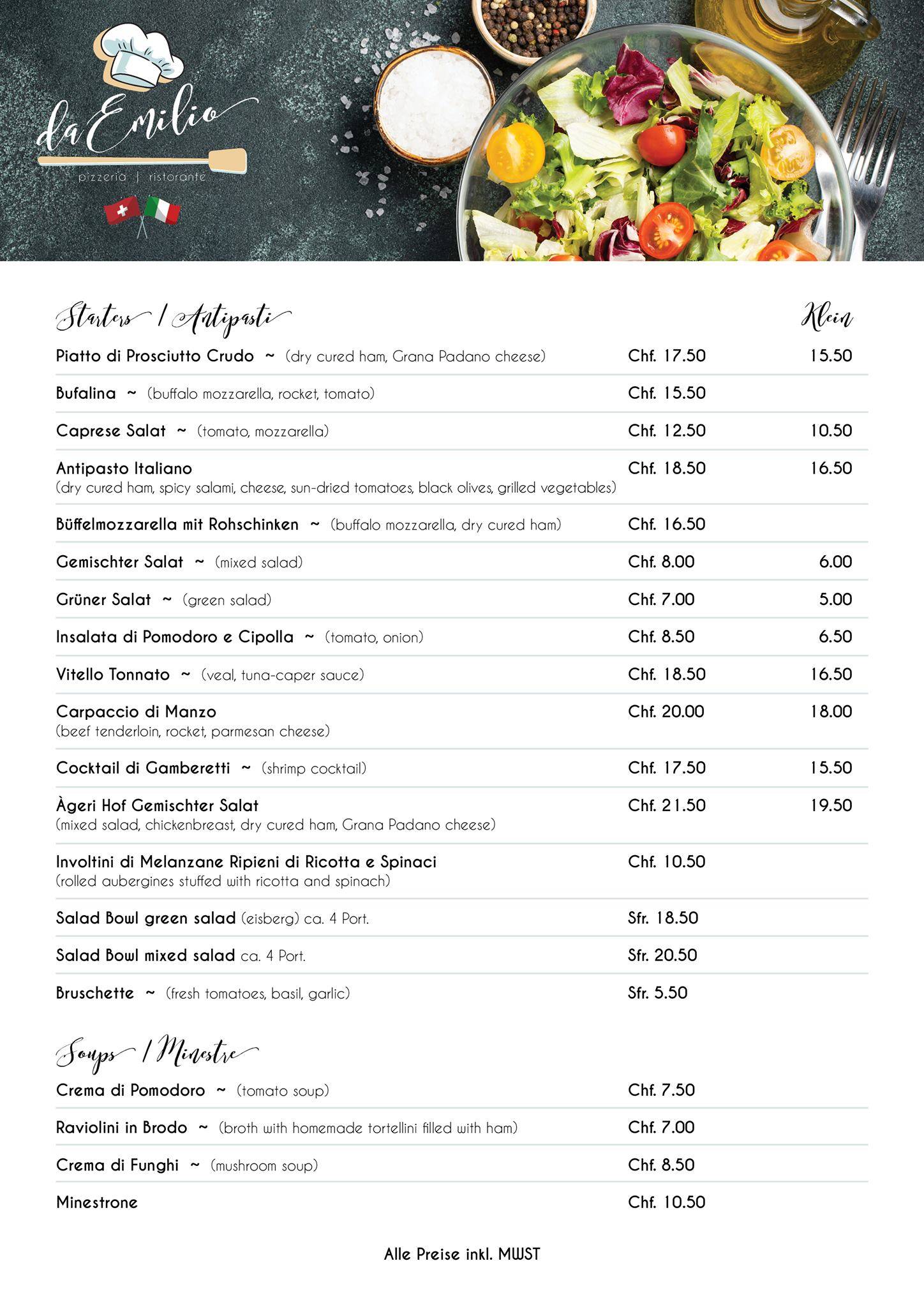 Menu di Ristorante e Pizzeria Emirosa Codaruina 