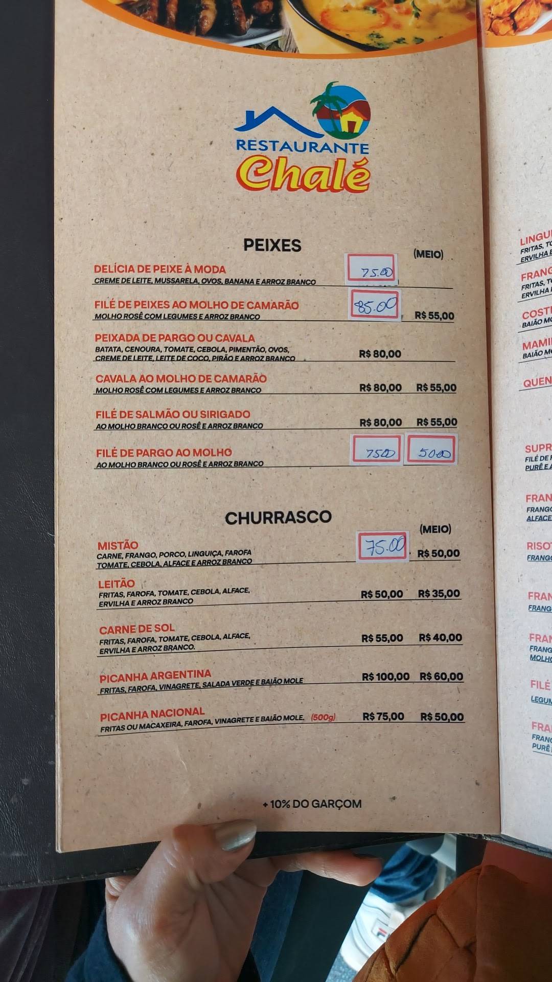Restaurante Chalé cardápio